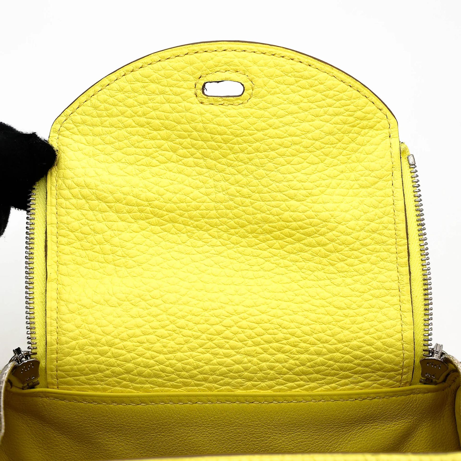 Unused ( Rank NS ) HERMÈS Mini Lindy Lime (9R) Clemence Palladium hardware B (2023) - 13