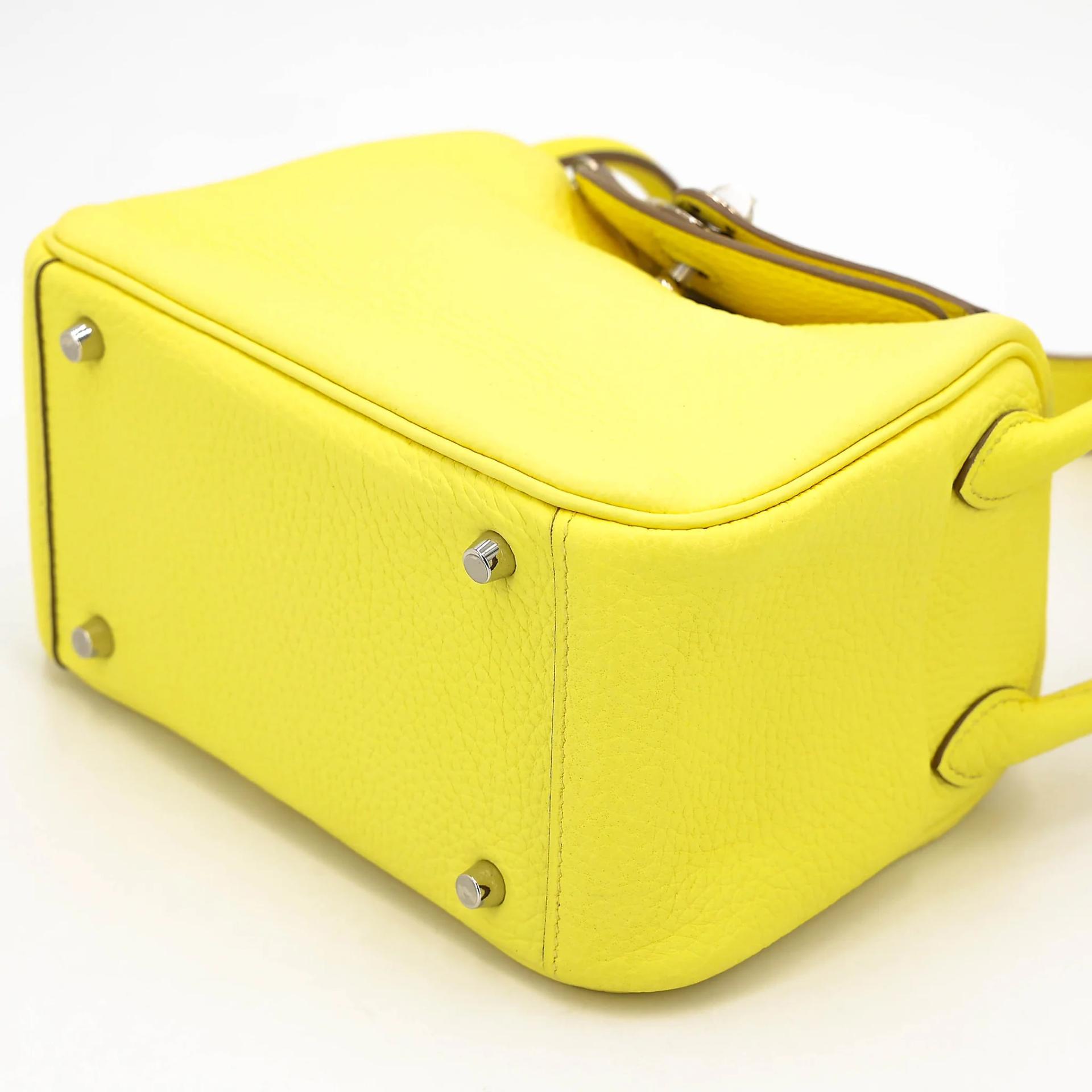 Unused ( Rank NS ) HERMÈS Mini Lindy Lime (9R) Clemence Palladium hardware B (2023) - 4