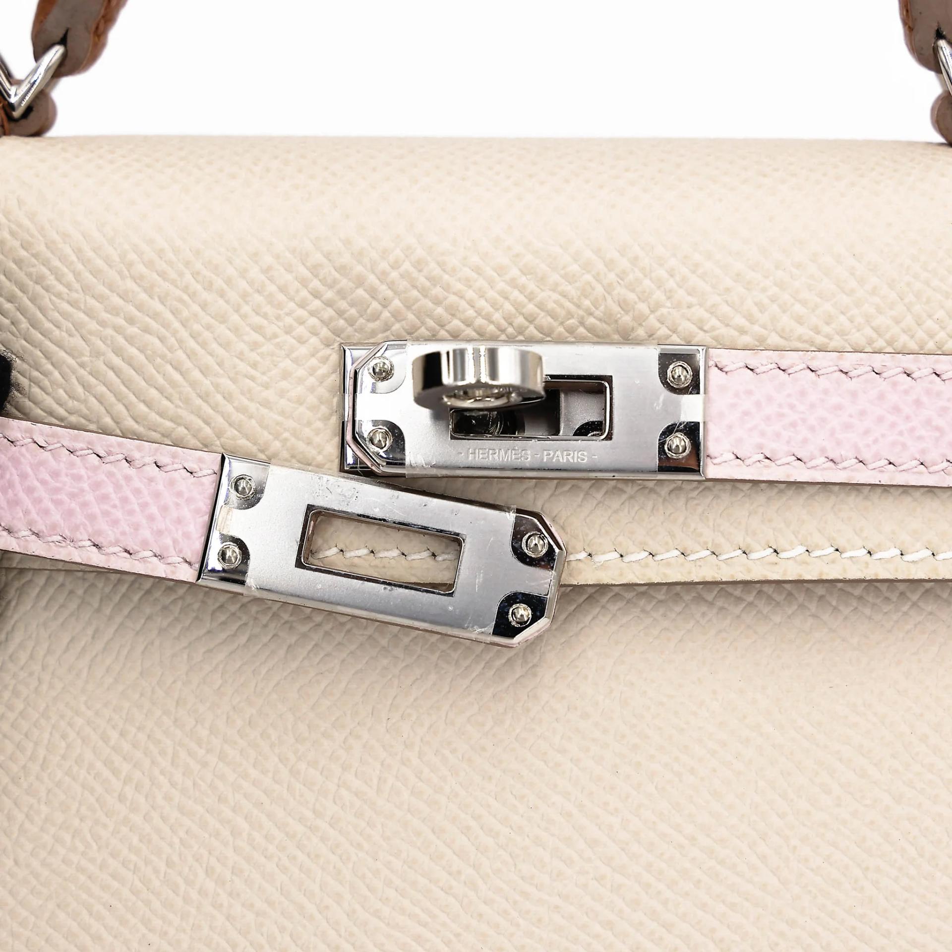 Unused ( Rank NS ) HERMÈS Mini Kelly II Nata (I2) Biscuit (4B) Mauve Sylvestre (X9) Epsom Palladium hardware U (2022) - 8