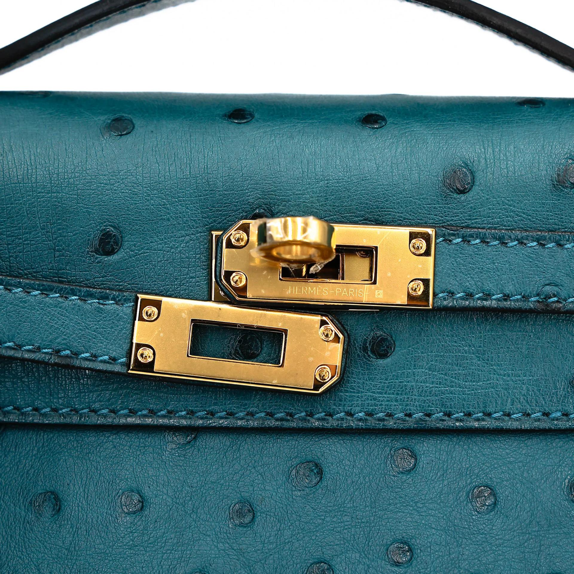 Very Good ( Rank A) HERMÈS Kelly Pochette Colvert (1P) Ostrich Gold hardware A (2017) - 8