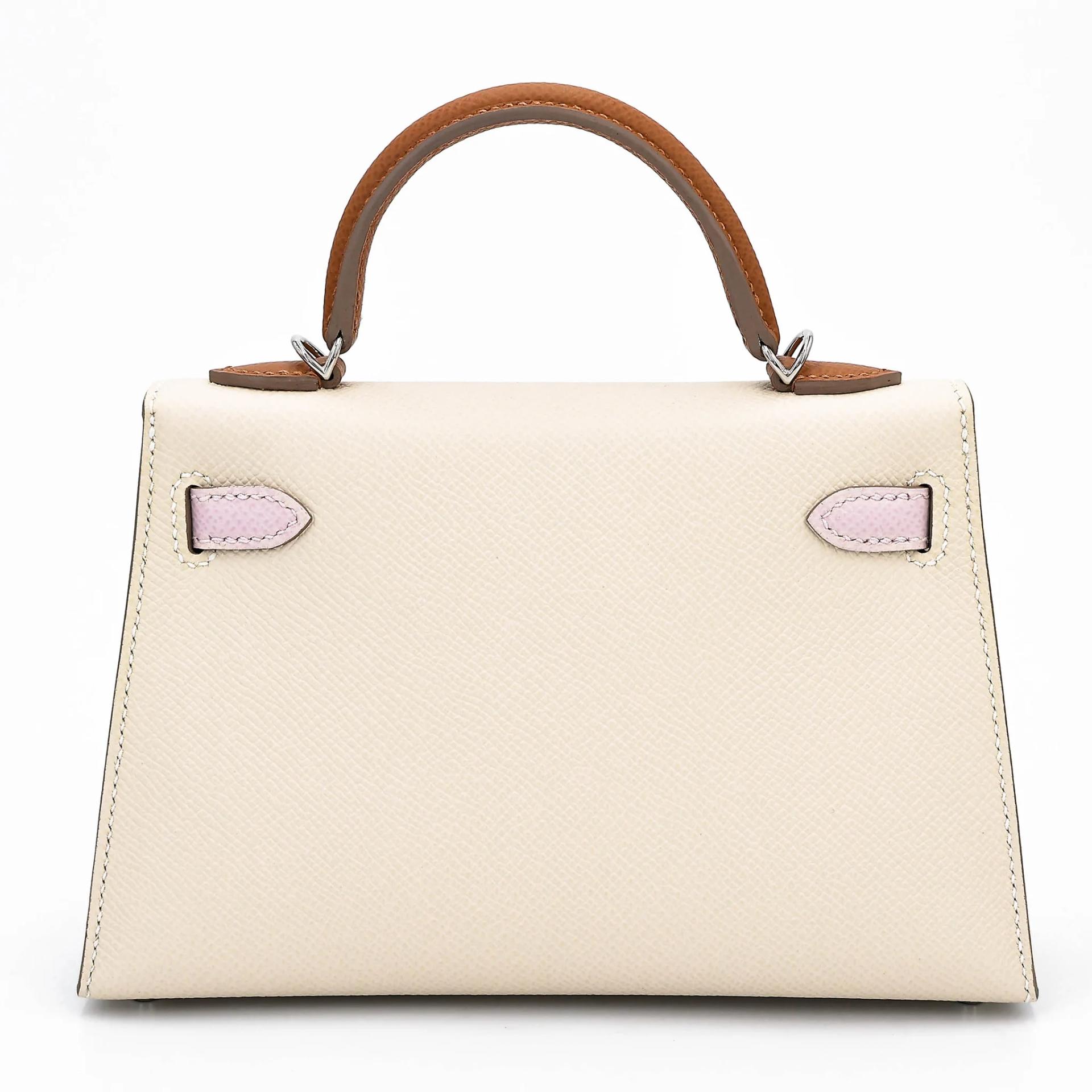 Unused ( Rank NS ) HERMÈS Mini Kelly II Nata (I2) Biscuit (4B) Mauve Sylvestre (X9) Epsom Palladium hardware U (2022) - 2