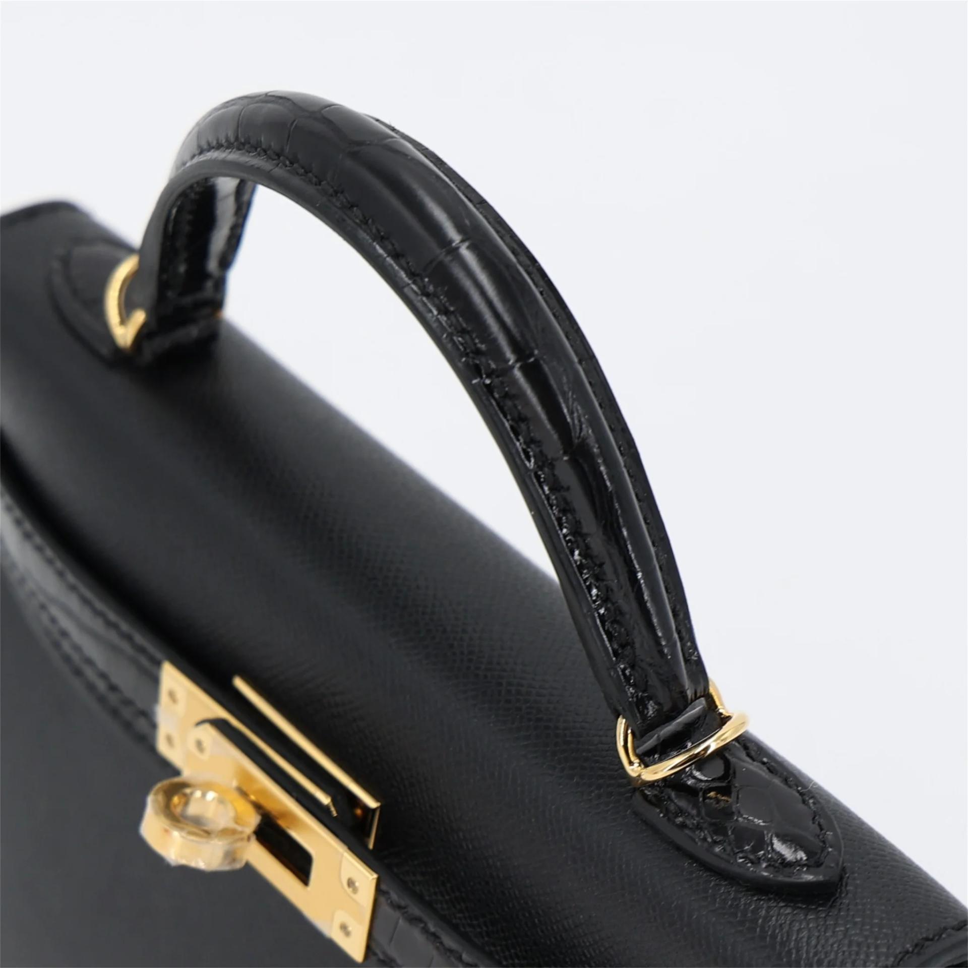 Brand New ( Rank N ) HERMÈS Mini Kelly II Touch Noir (89) Shiny Alligator Madame Gold hardware G (2026) - 3