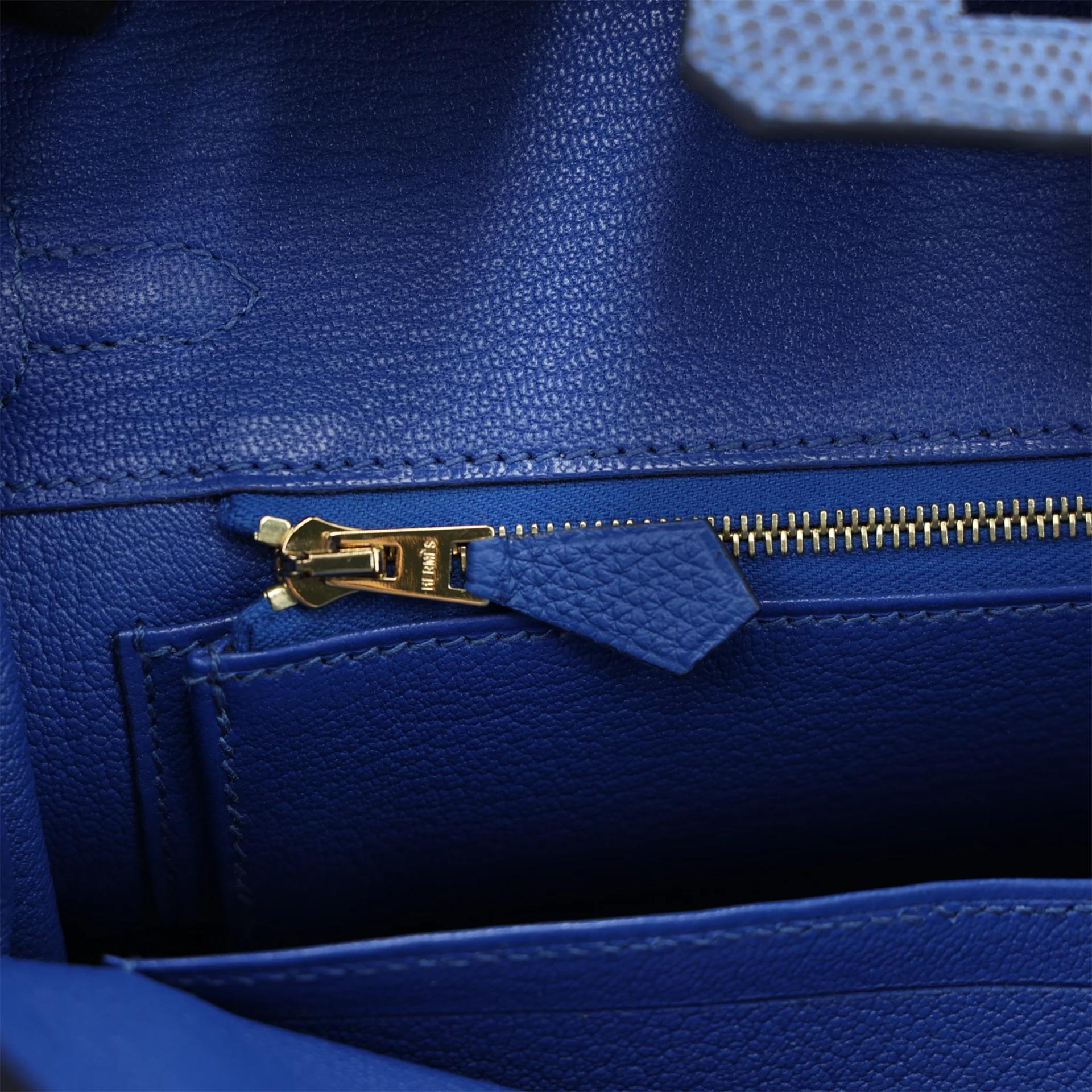 Unused ( Rank NS ) HERMÈS Birkin 25 Touch Bleu France (71) Bleu Saphir (73) Togo Lizard Permabrass hardware W (2024) - 14