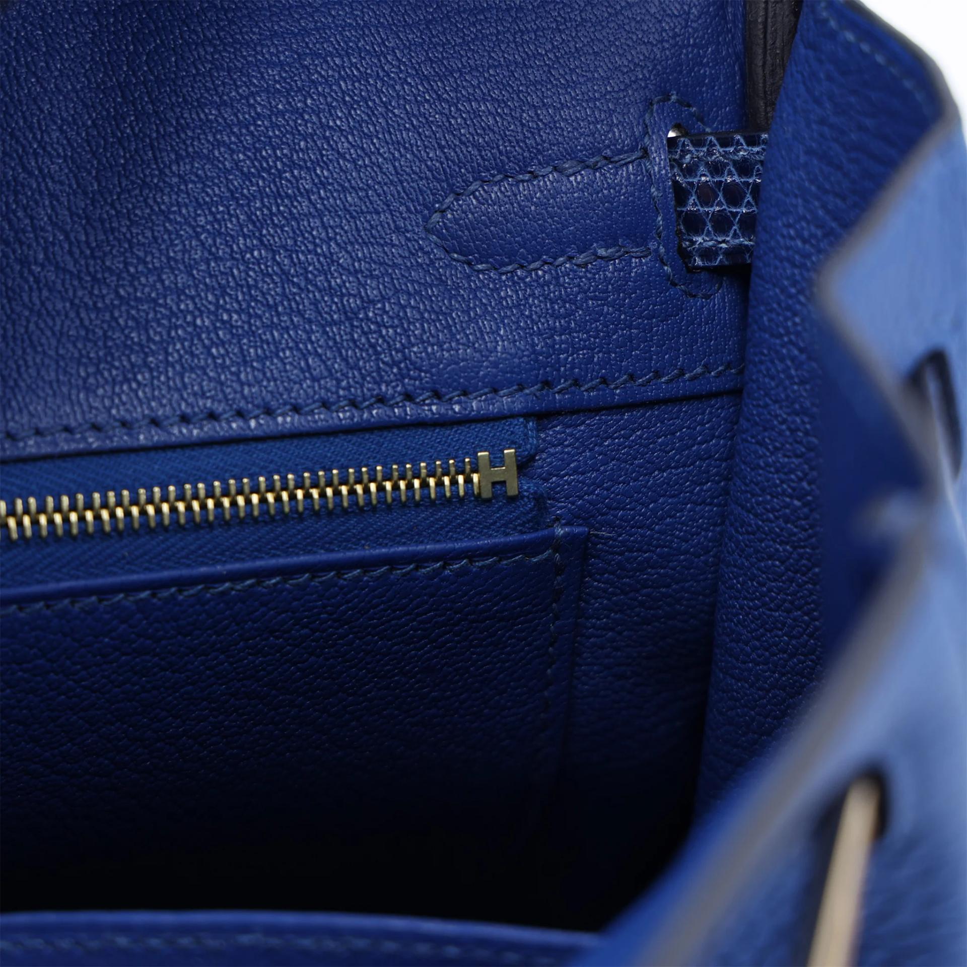Unused ( Rank NS ) HERMÈS Birkin 25 Touch Bleu France (71) Bleu Saphir (73) Togo Lizard Permabrass hardware W (2024) - 15