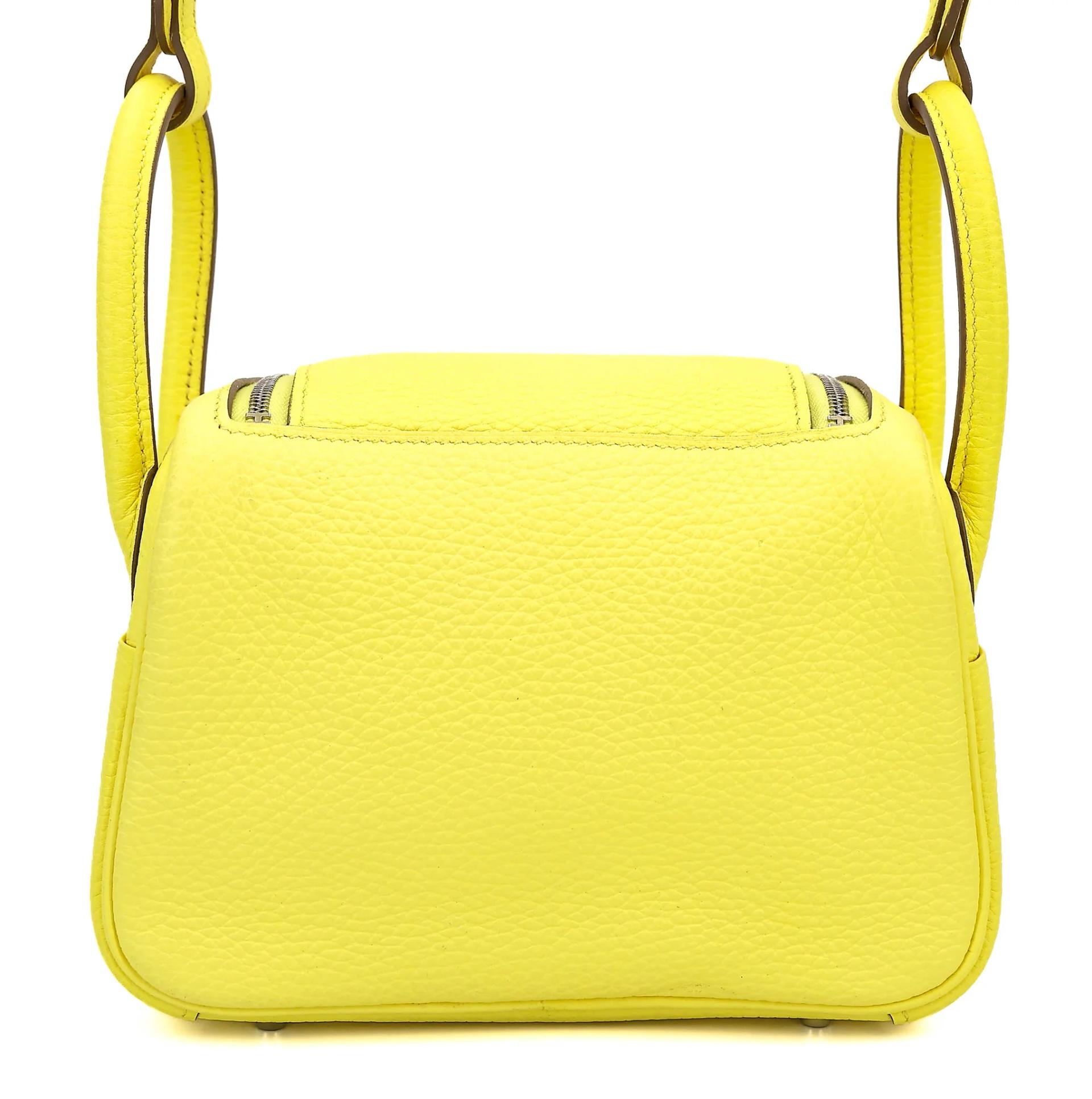 Unused ( Rank NS ) HERMÈS Mini Lindy Lime (9R) Clemence Palladium hardware B (2023) - 2