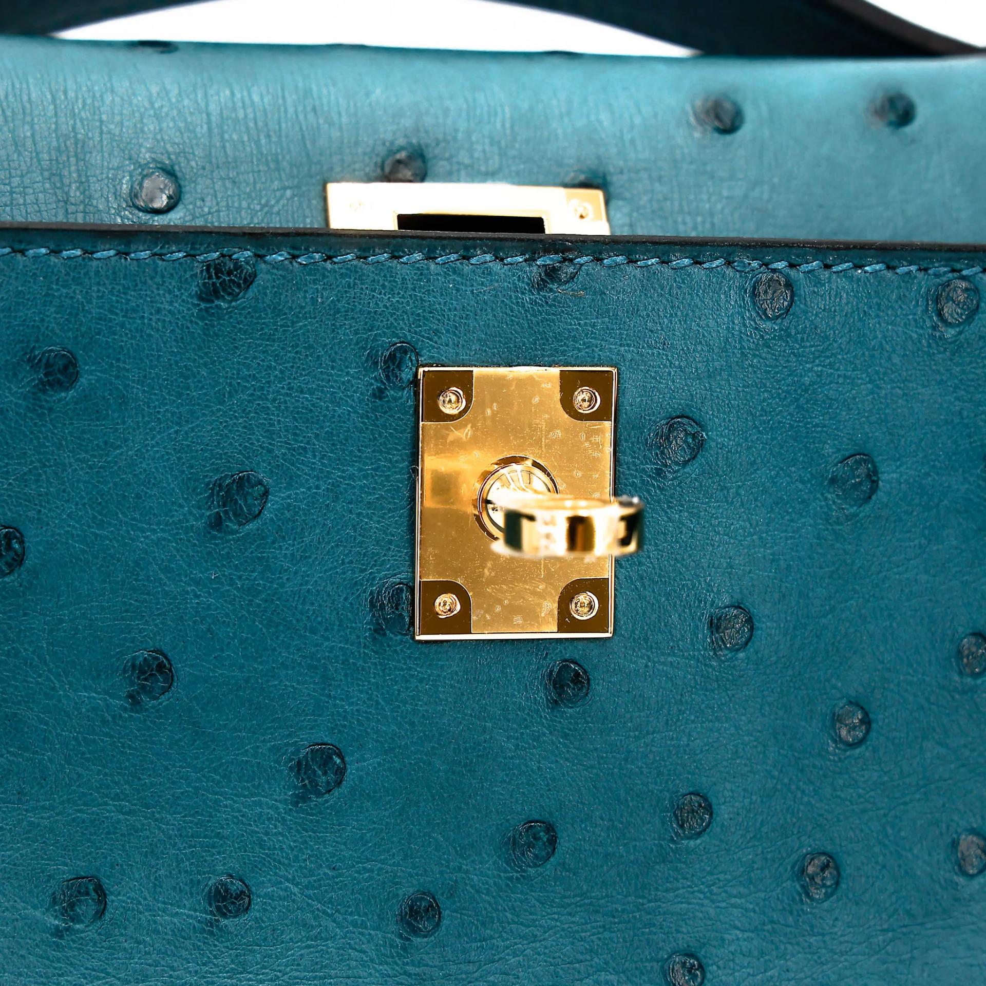 Very Good ( Rank A) HERMÈS Kelly Pochette Colvert (1P) Ostrich Gold hardware A (2017) - 13