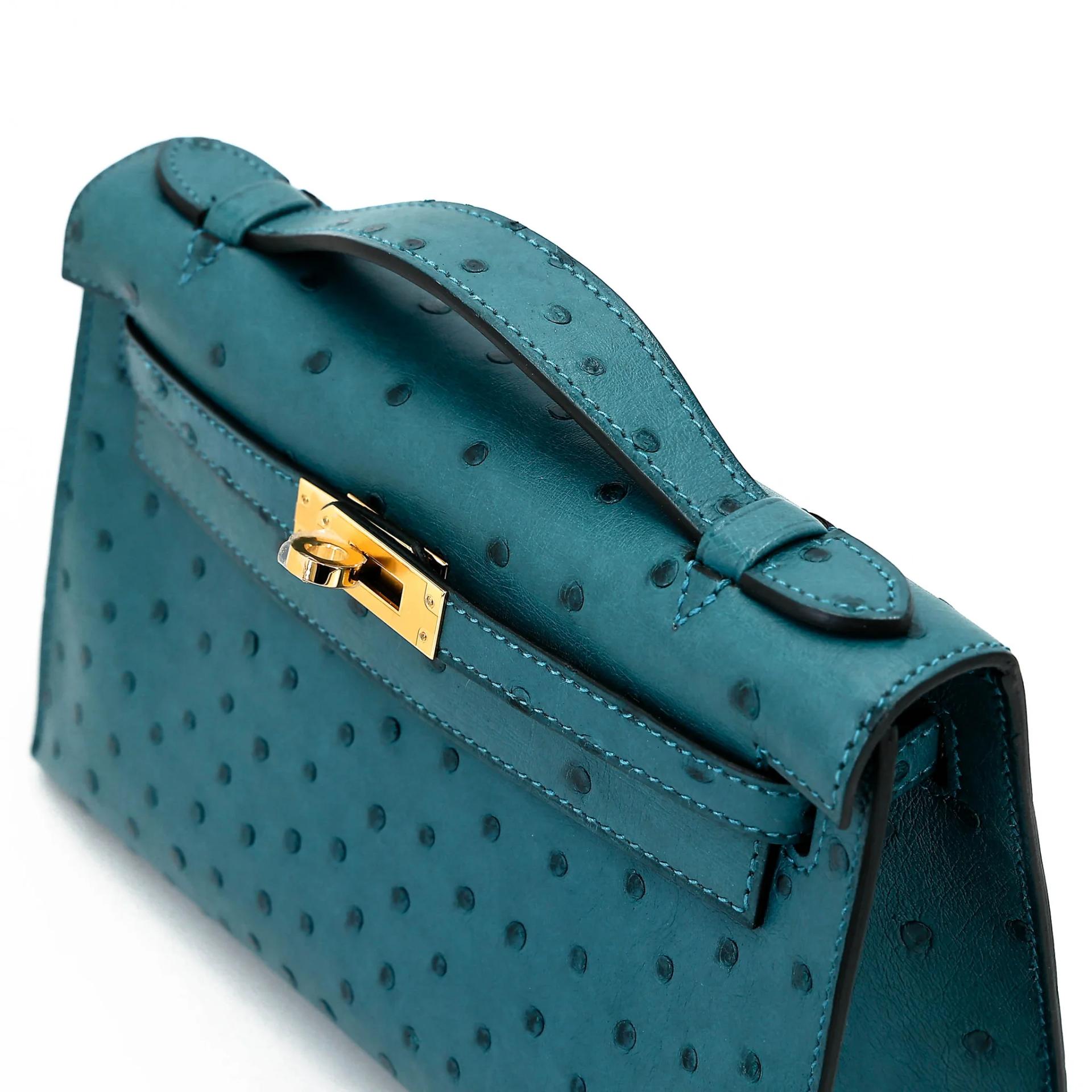 Very Good ( Rank A) HERMÈS Kelly Pochette Colvert (1P) Ostrich Gold hardware A (2017) - 3