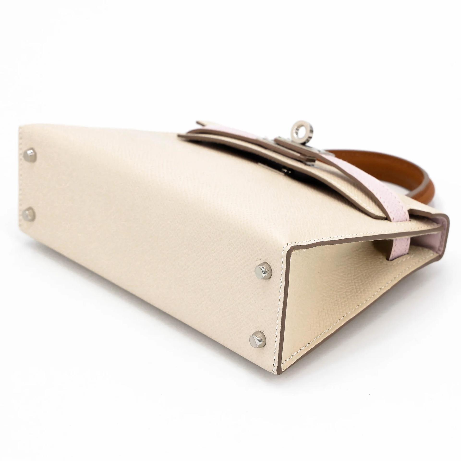 Unused ( Rank NS ) HERMÈS Mini Kelly II Nata (I2) Biscuit (4B) Mauve Sylvestre (X9) Epsom Palladium hardware U (2022) - 4