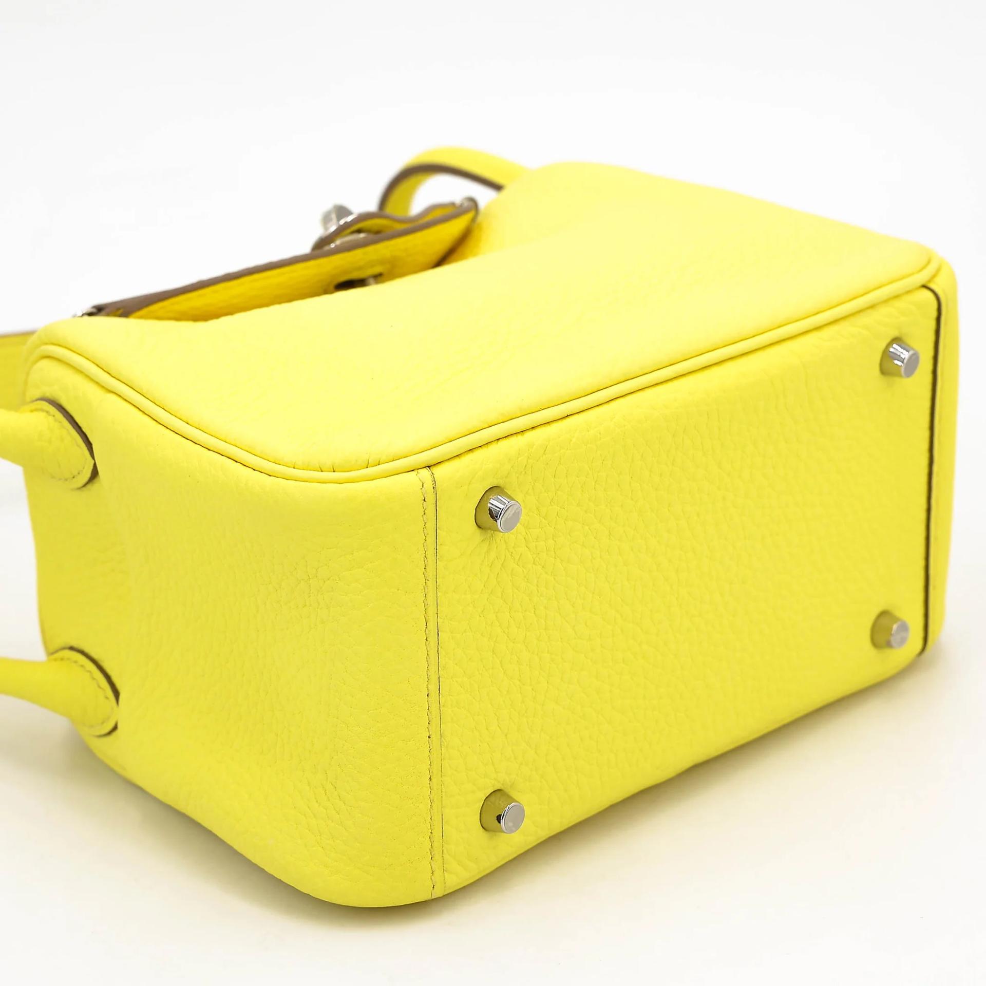 Unused ( Rank NS ) HERMÈS Mini Lindy Lime (9R) Clemence Palladium hardware B (2023) - 5
