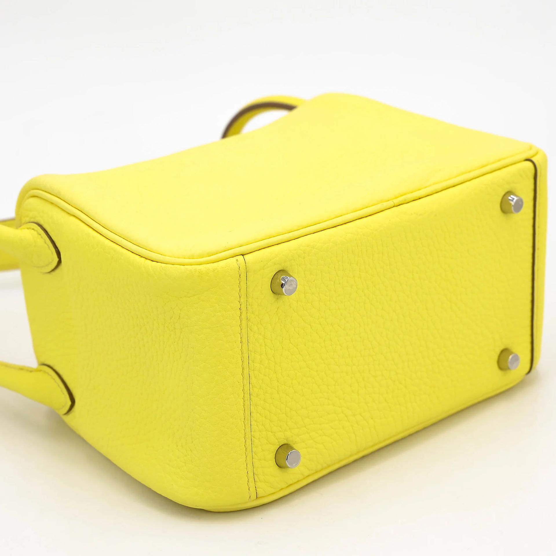 Unused ( Rank NS ) HERMÈS Mini Lindy Lime (9R) Clemence Palladium hardware B (2023) - 7