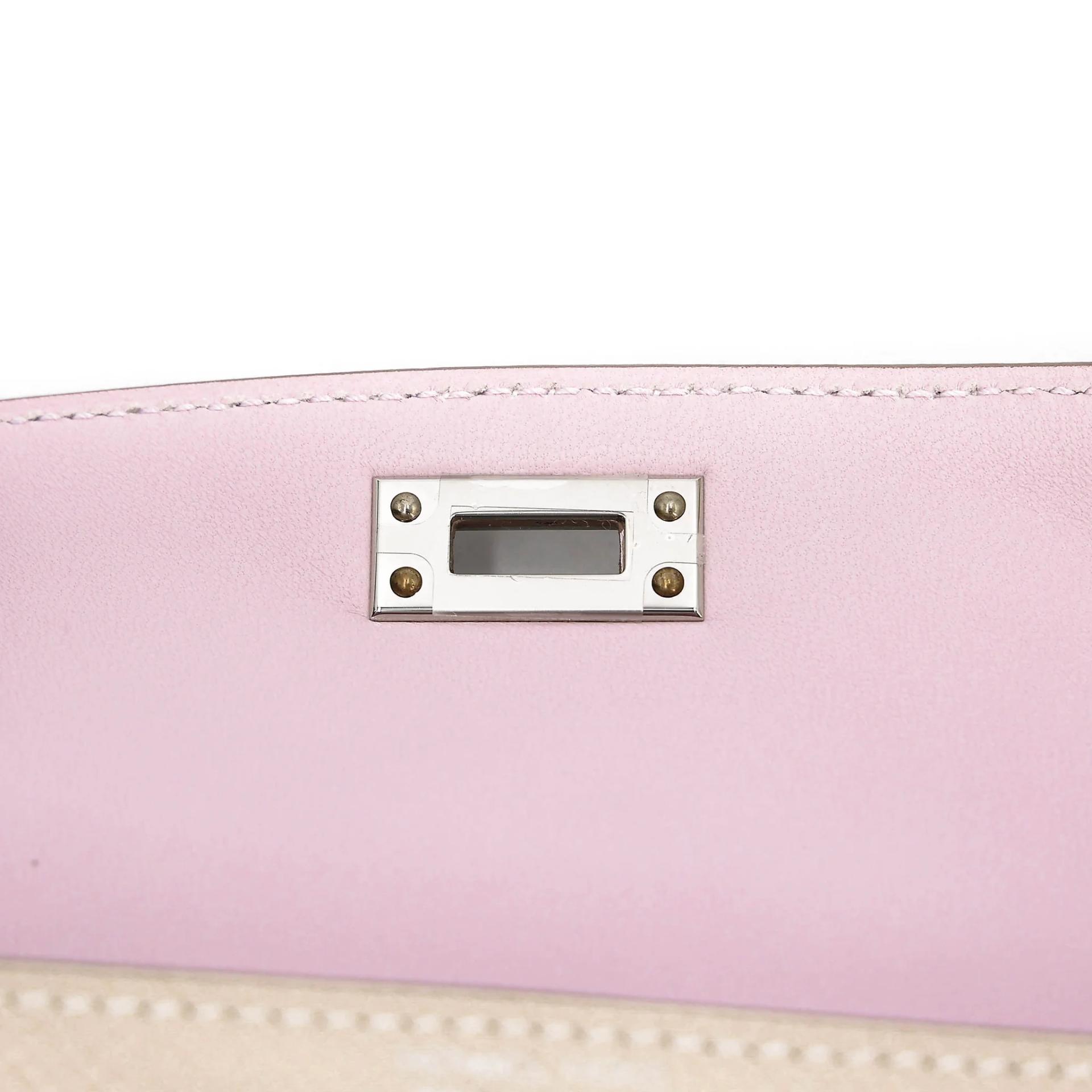 Unused ( Rank NS ) HERMÈS Mini Kelly II Nata (I2) Biscuit (4B) Mauve Sylvestre (X9) Epsom Palladium hardware U (2022) - 11