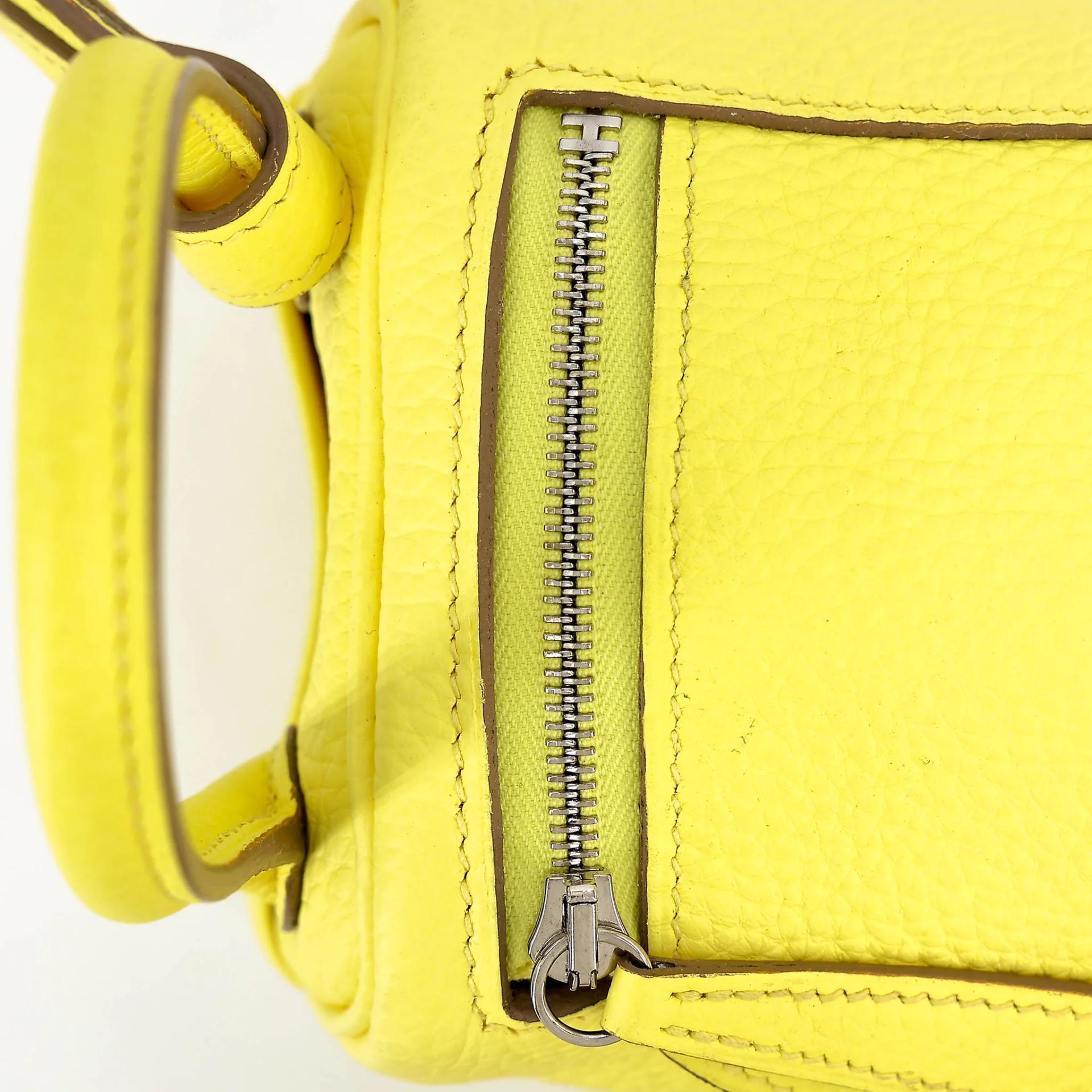 Unused ( Rank NS ) HERMÈS Mini Lindy Lime (9R) Clemence Palladium hardware B (2023) - 9