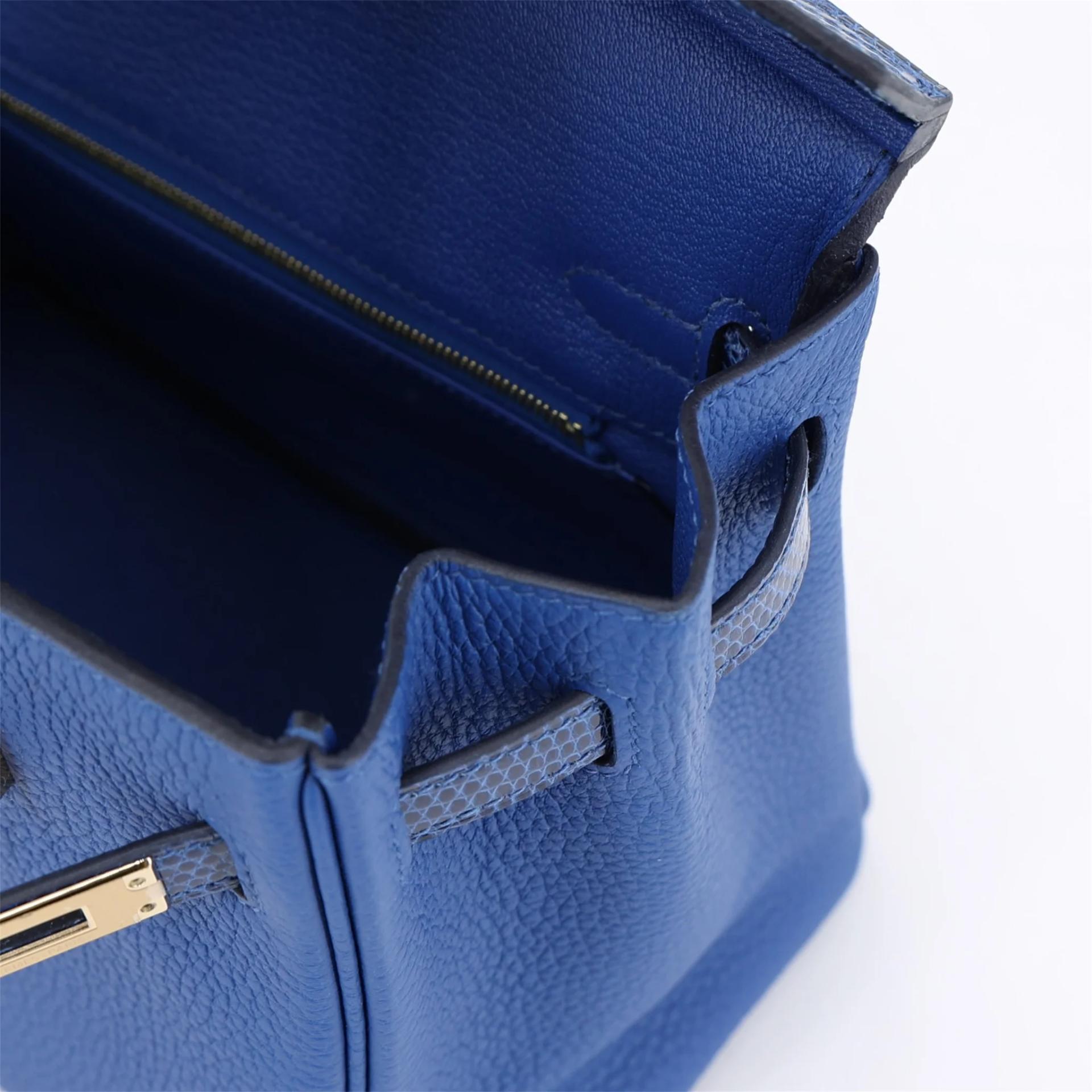 Unused ( Rank NS ) HERMÈS Birkin 25 Touch Bleu France (71) Bleu Saphir (73) Togo Lizard Permabrass hardware W (2024) - 13