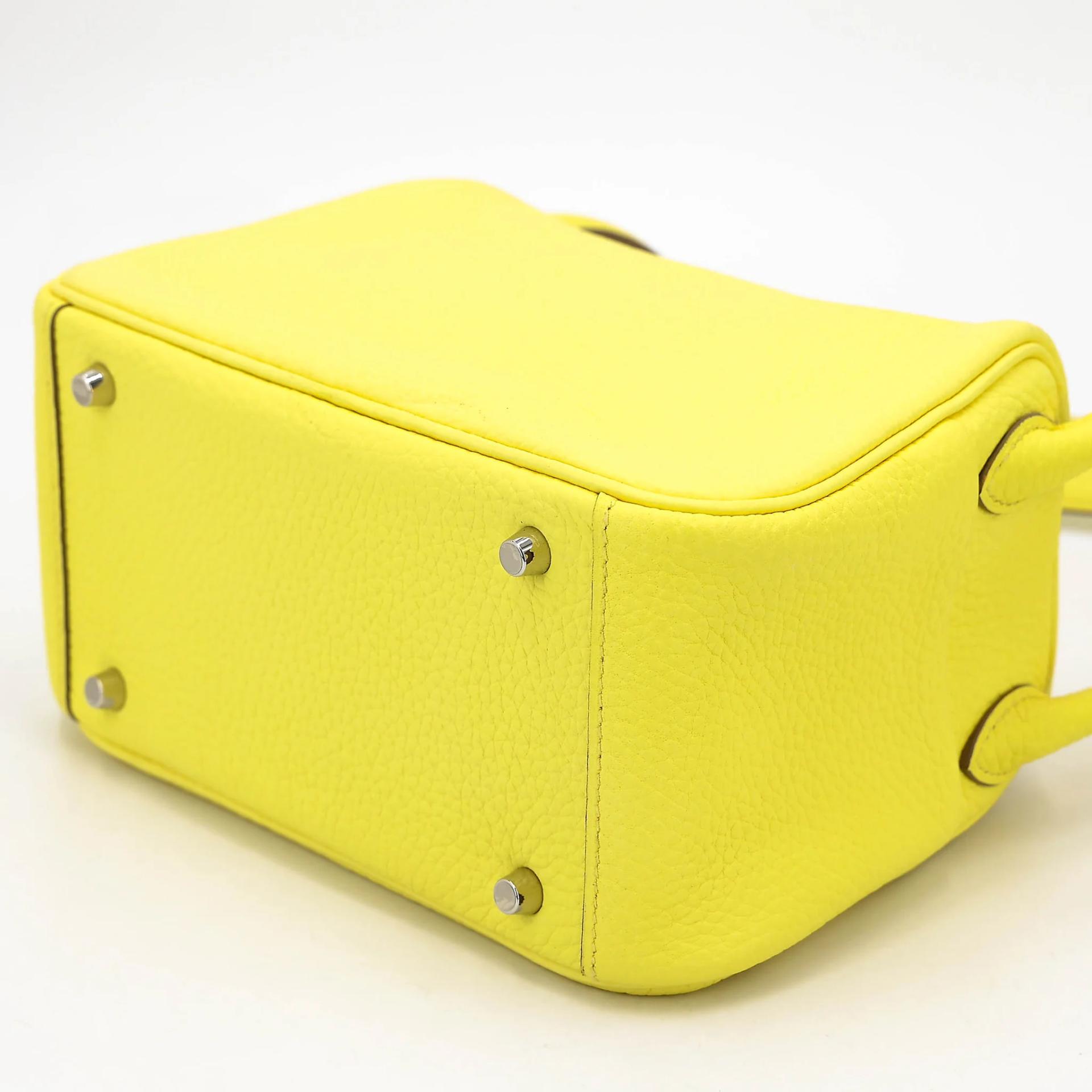 Unused ( Rank NS ) HERMÈS Mini Lindy Lime (9R) Clemence Palladium hardware B (2023) - 6
