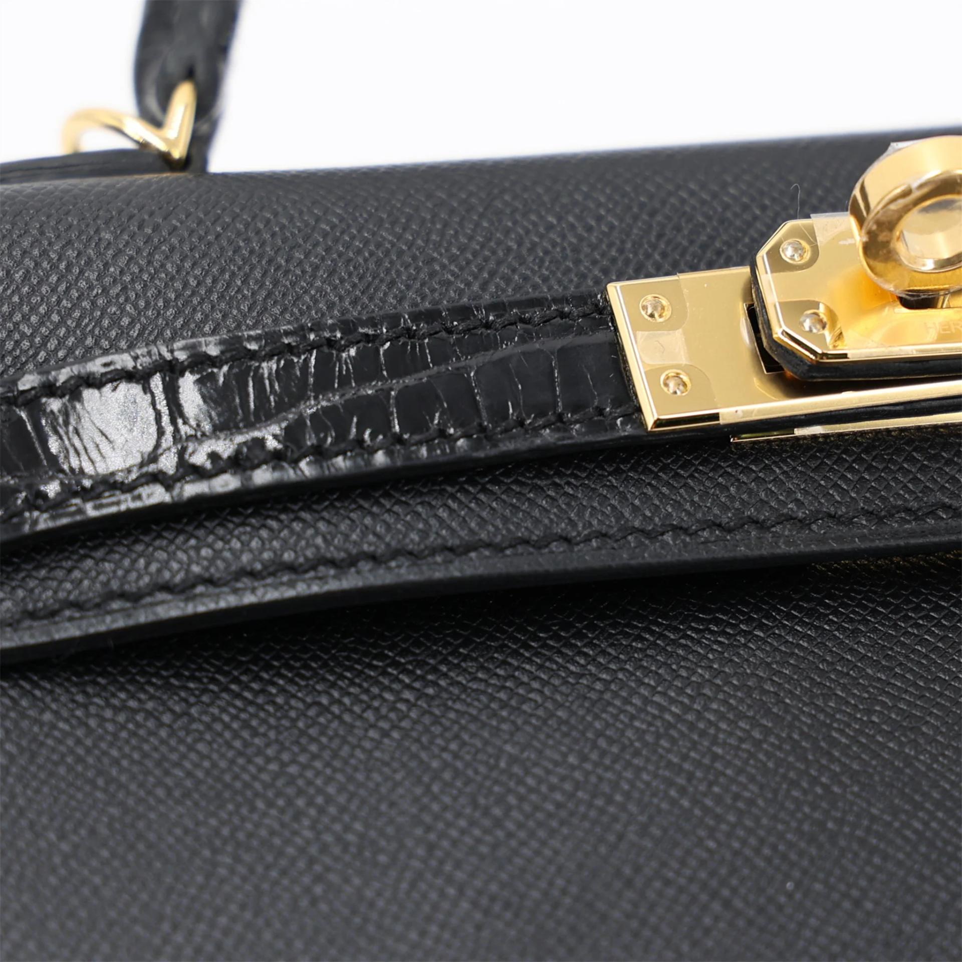 Brand New ( Rank N ) HERMÈS Mini Kelly II Touch Noir (89) Shiny Alligator Madame Gold hardware G (2026) - 10