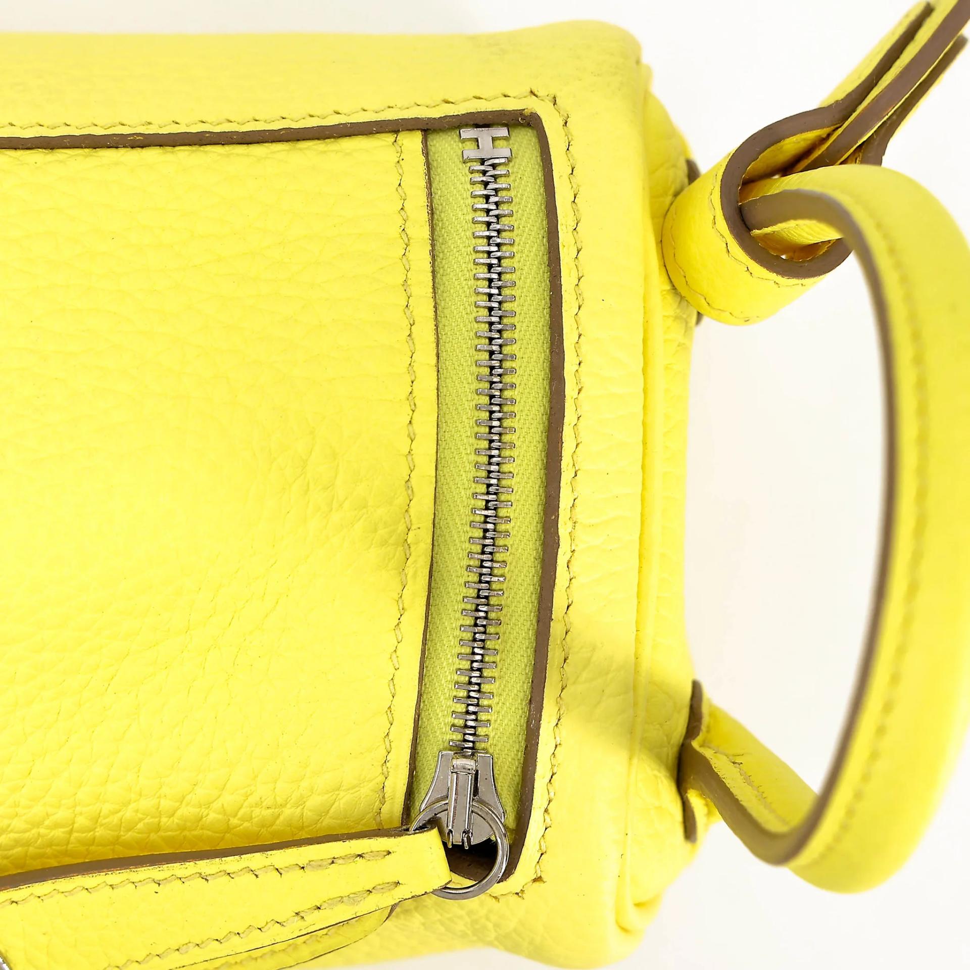 Unused ( Rank NS ) HERMÈS Mini Lindy Lime (9R) Clemence Palladium hardware B (2023) - 8
