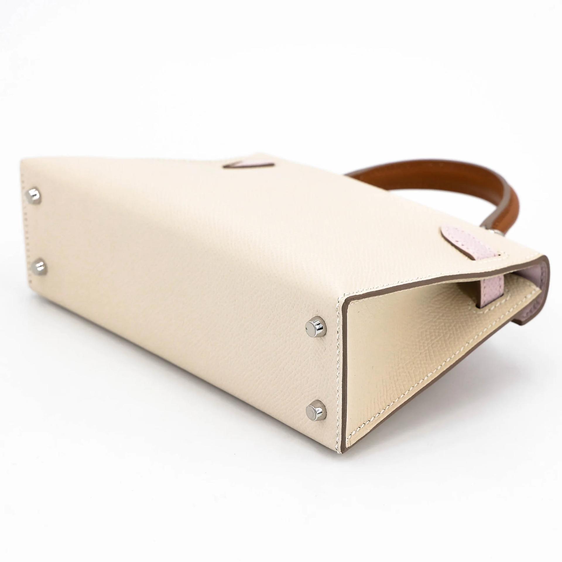 Unused ( Rank NS ) HERMÈS Mini Kelly II Nata (I2) Biscuit (4B) Mauve Sylvestre (X9) Epsom Palladium hardware U (2022) - 6