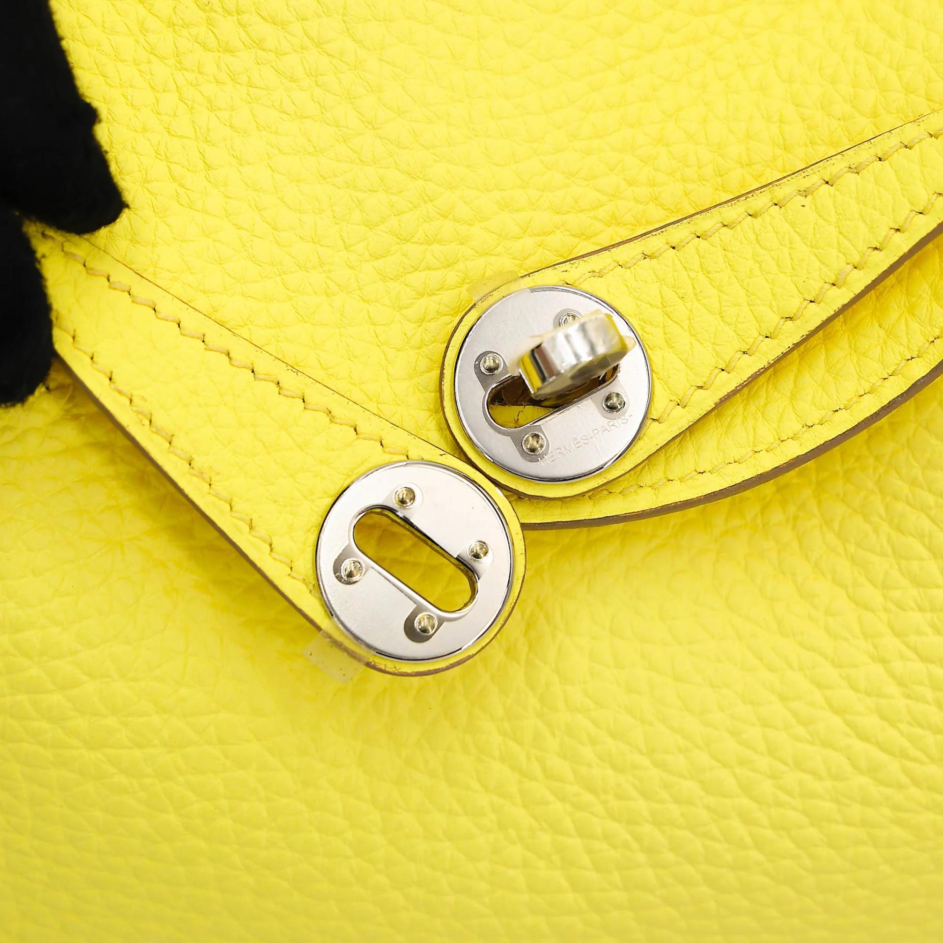 Unused ( Rank NS ) HERMÈS Mini Lindy Lime (9R) Clemence Palladium hardware B (2023) - 10