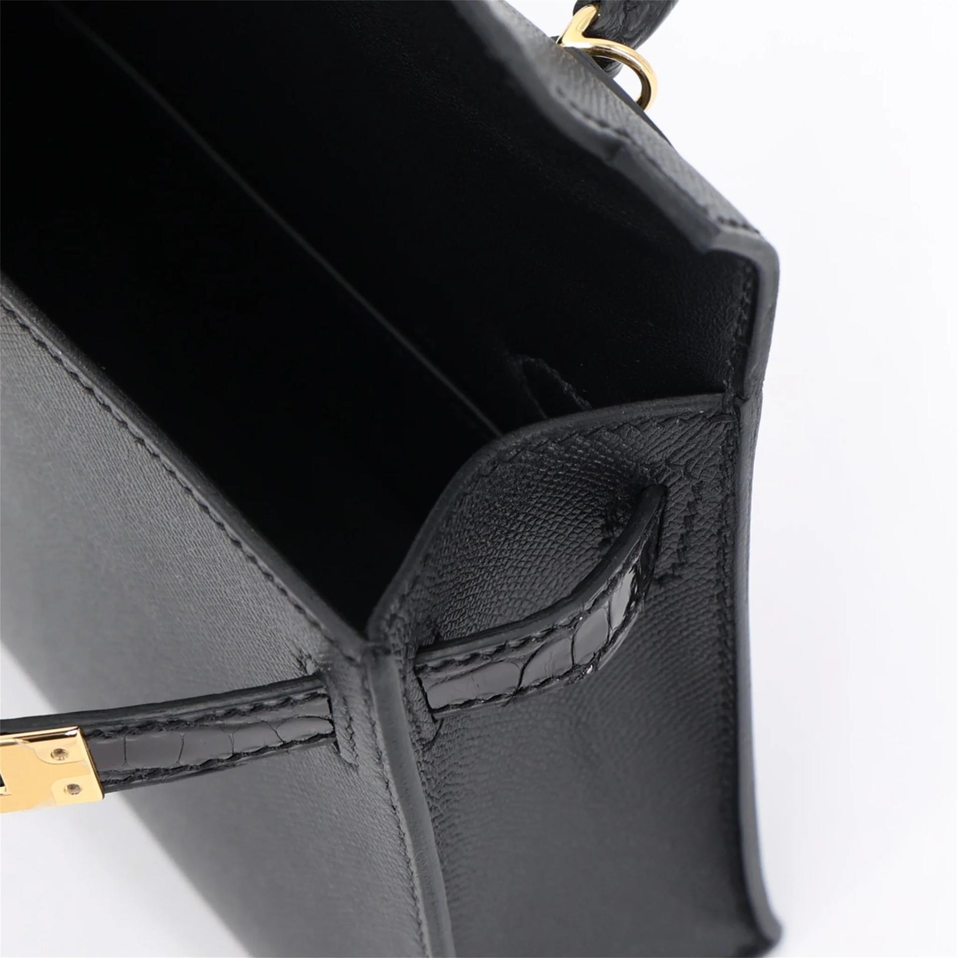 Brand New ( Rank N ) HERMÈS Mini Kelly II Touch Noir (89) Shiny Alligator Madame Gold hardware G (2026) - 14