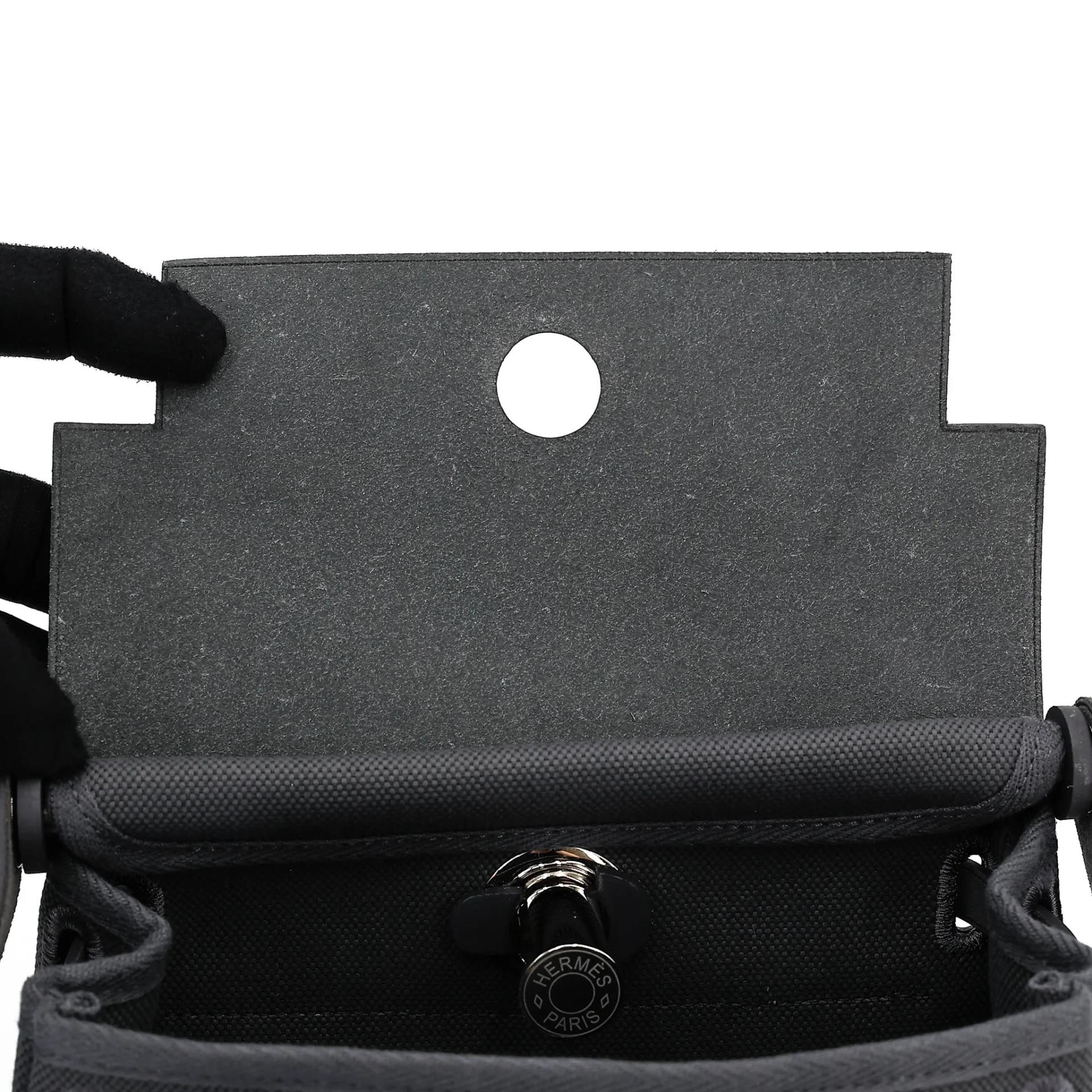 Unused ( Rank NS ) HERMÈS Herbag Zip Mini 20 Ardoise (85) Toile H canvas Vache Hunter Palladium hardware W (2024) - 15