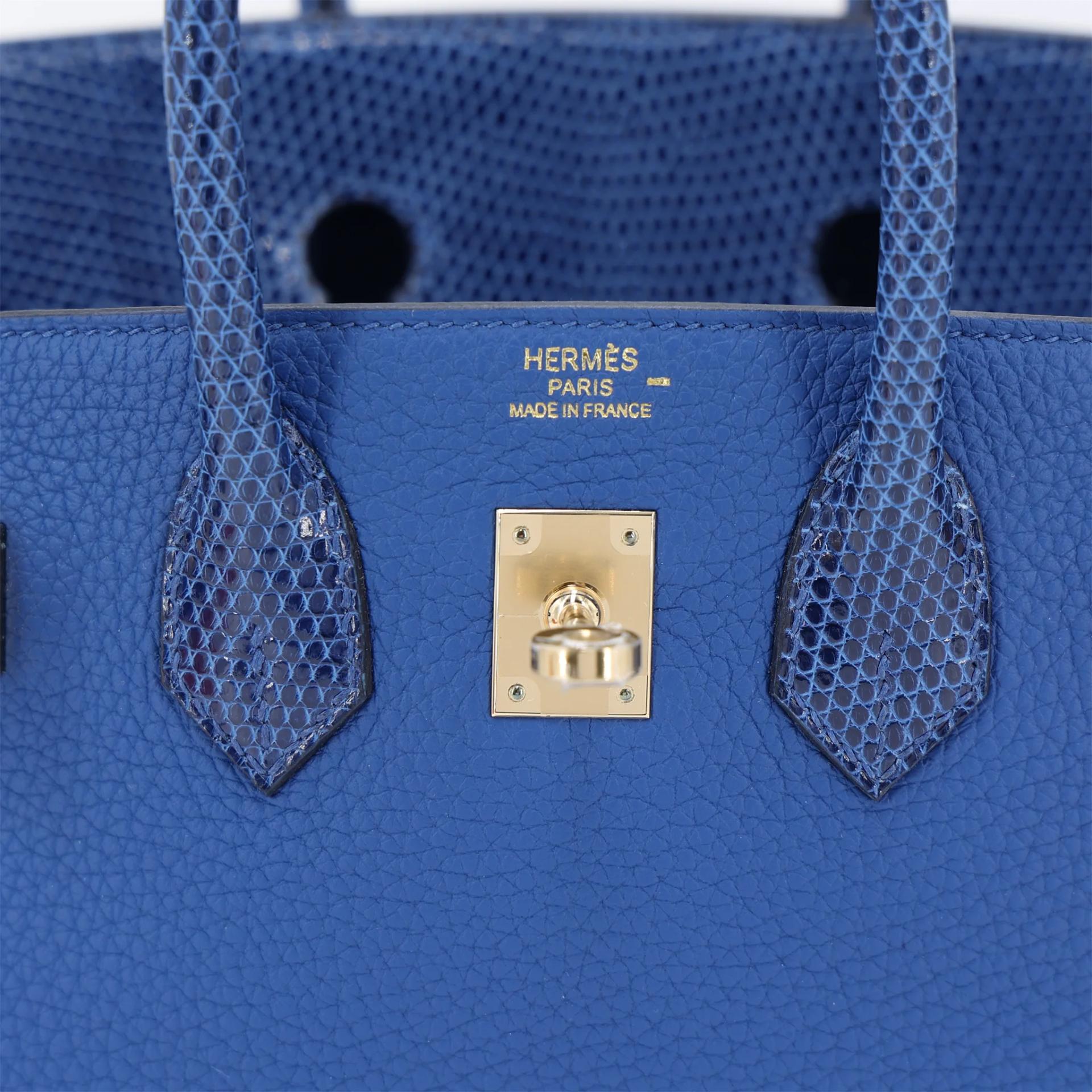 Unused ( Rank NS ) HERMÈS Birkin 25 Touch Bleu France (71) Bleu Saphir (73) Togo Lizard Permabrass hardware W (2024) - 10