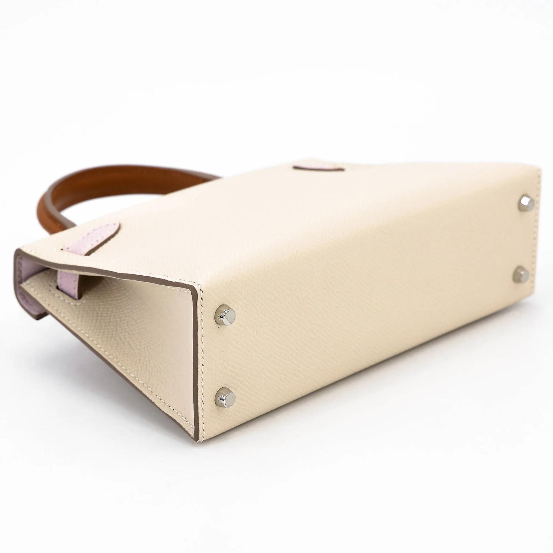 Unused ( Rank NS ) HERMÈS Mini Kelly II Nata (I2) Biscuit (4B) Mauve Sylvestre (X9) Epsom Palladium hardware U (2022) - 7