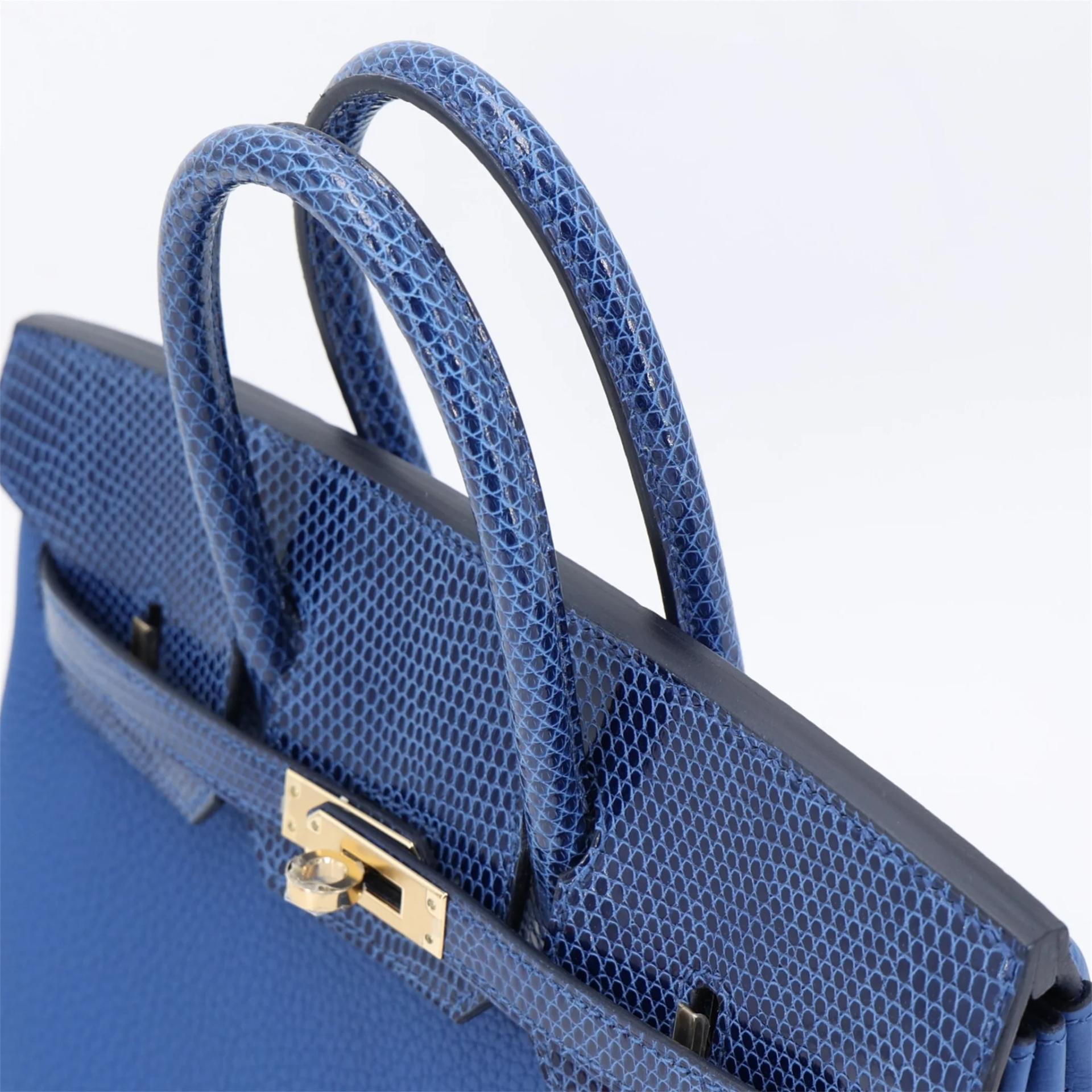 Unused ( Rank NS ) HERMÈS Birkin 25 Touch Bleu France (71) Bleu Saphir (73) Togo Lizard Permabrass hardware W (2024) - 3