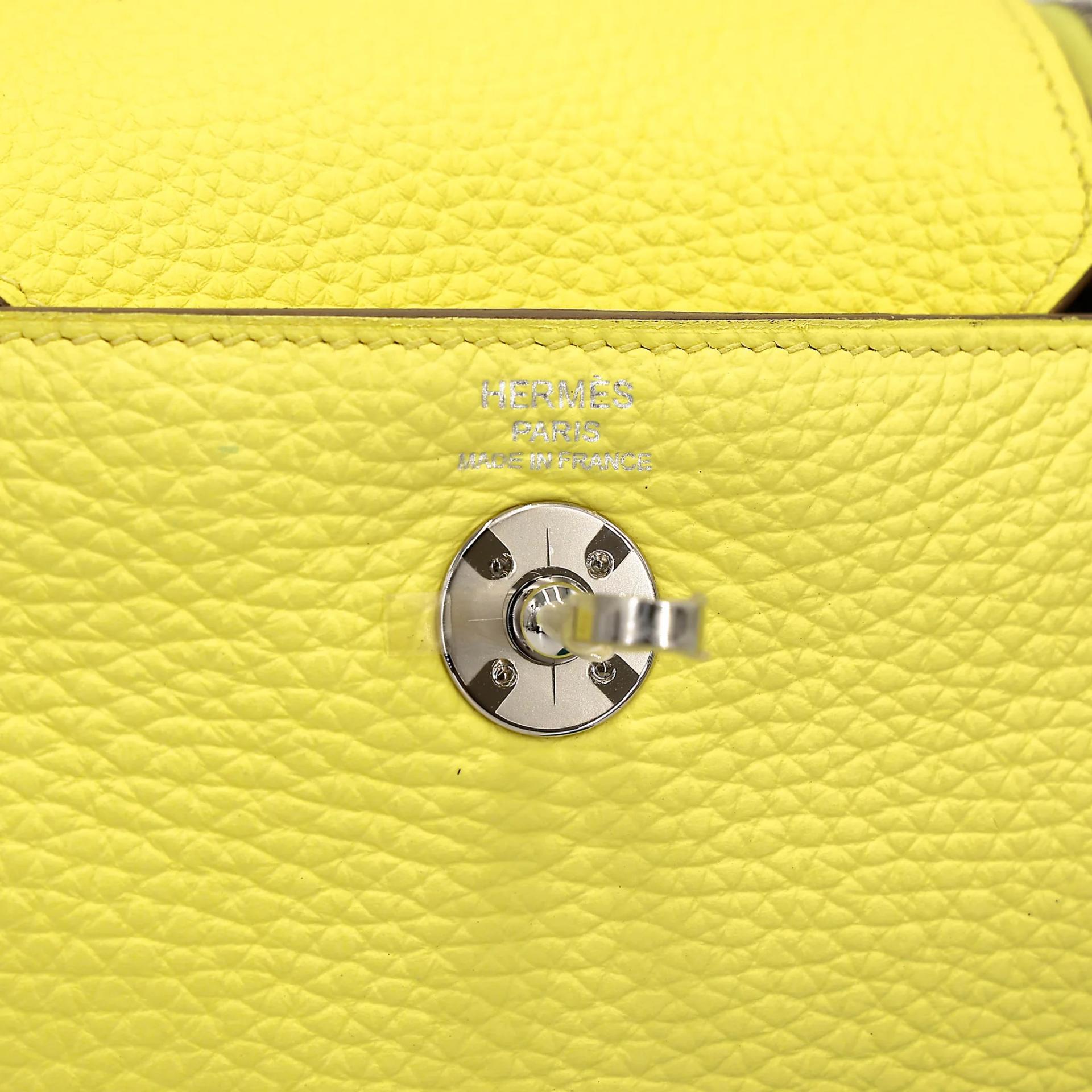 Unused ( Rank NS ) HERMÈS Mini Lindy Lime (9R) Clemence Palladium hardware B (2023) - 12