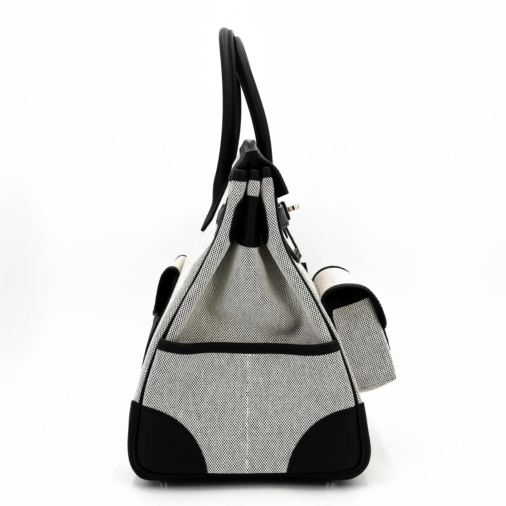 Brand New ( Rank N ) HERMÈS Limited Edition Birkin Cargo 35 Noir (89) Toile H canvas Swift Palladium hardware K (2025) - 9