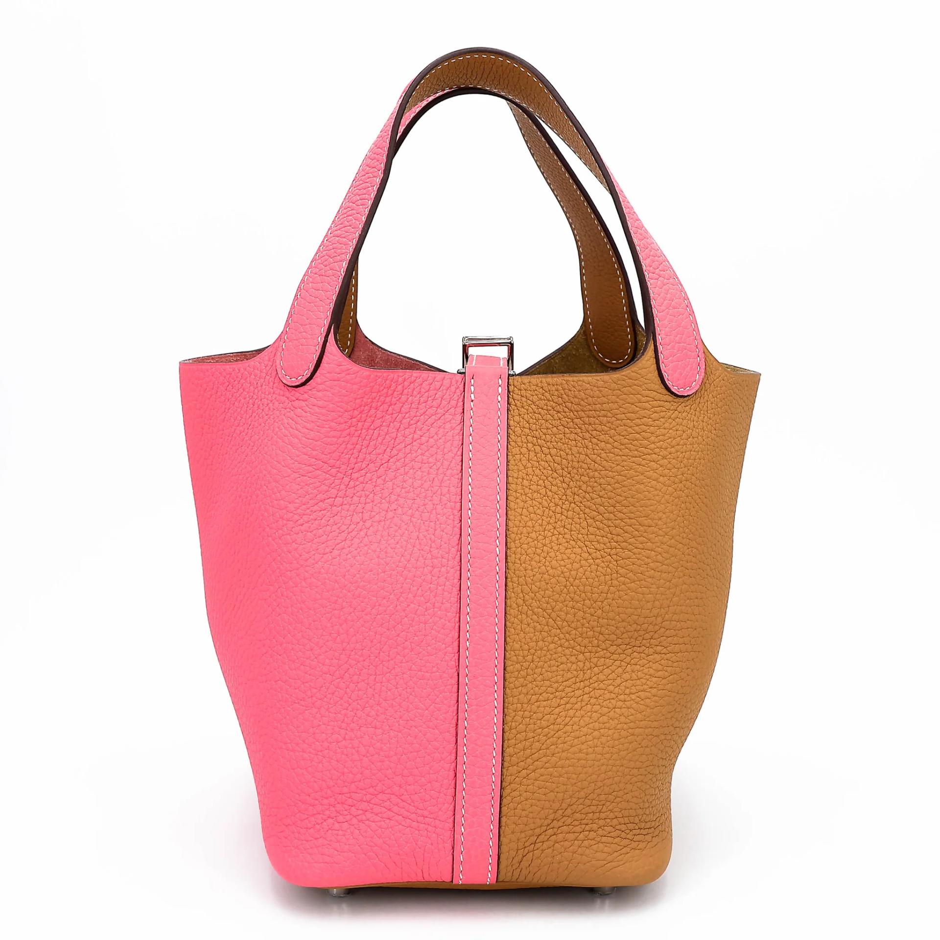 Picotin Lock PM Casaque Rose Azalee (8W) Sesame (2S)
