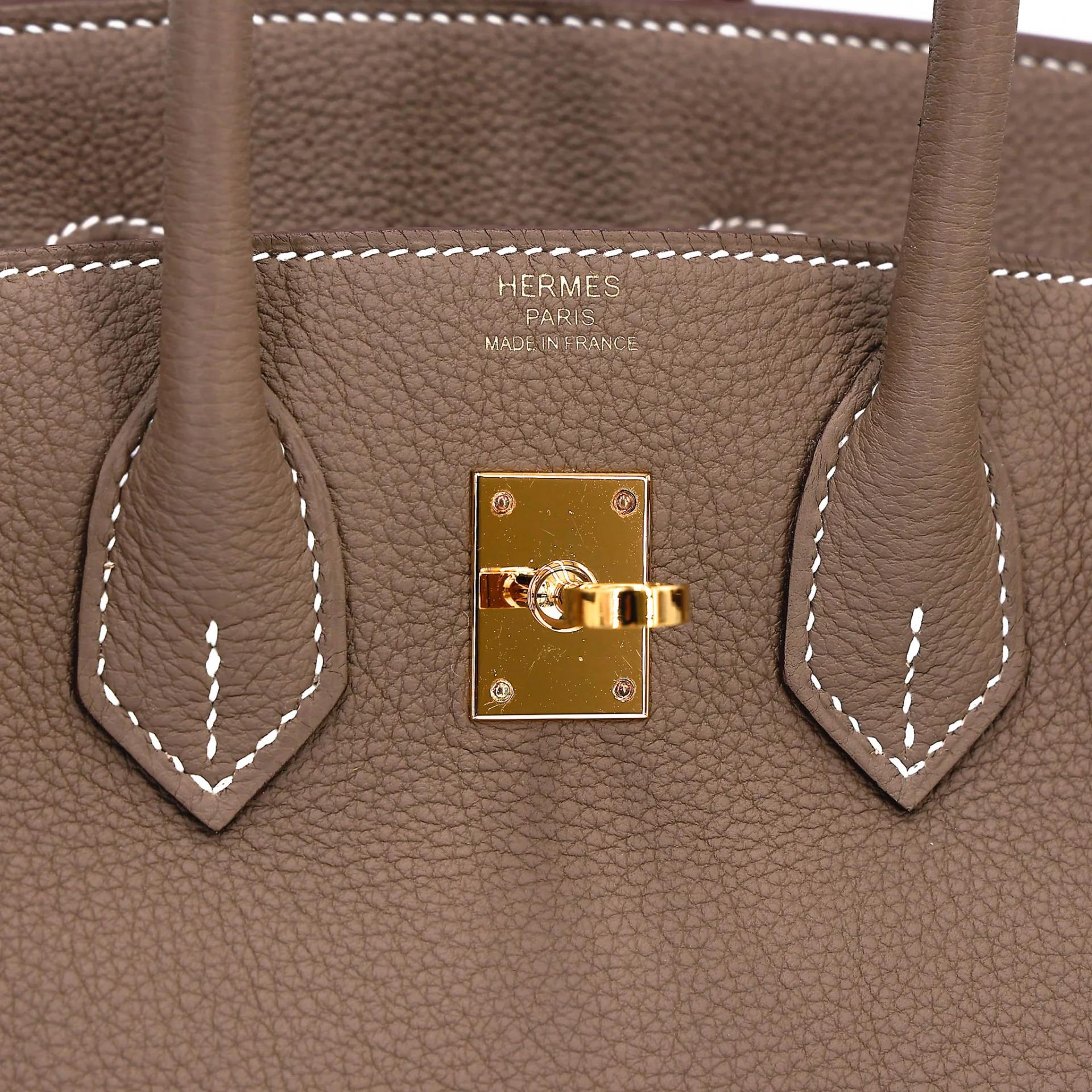 Excellent ( Rank SA ) HERMÈS Birkin 25 Etoupe (18) Togo Gold hardware G (2026) - 13