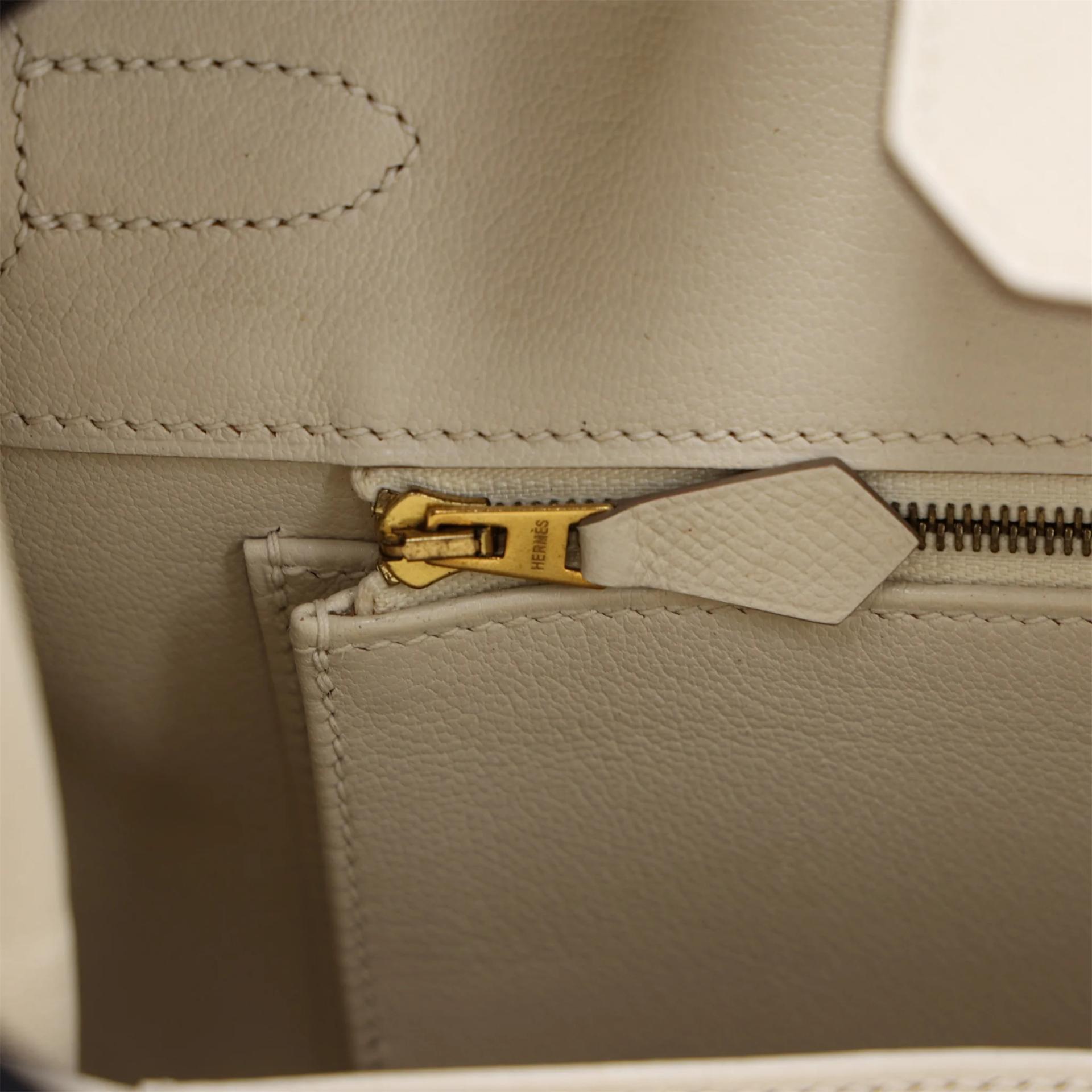 Very Good ( Rank A) HERMÈS Birkin 30 Craie (10) Epsom Gold hardware X (2016) - 16