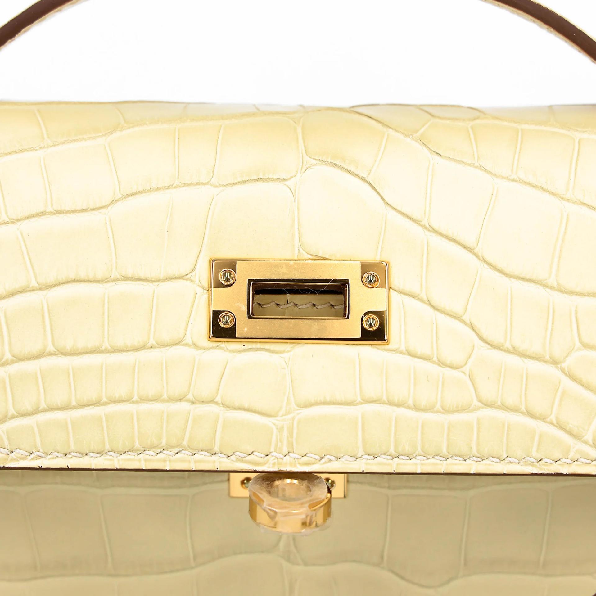 Unused ( Rank NS ) HERMÈS Kelly Pochette Vanille (Y1) Matte Alligator Gold hardware W (2024) - 10