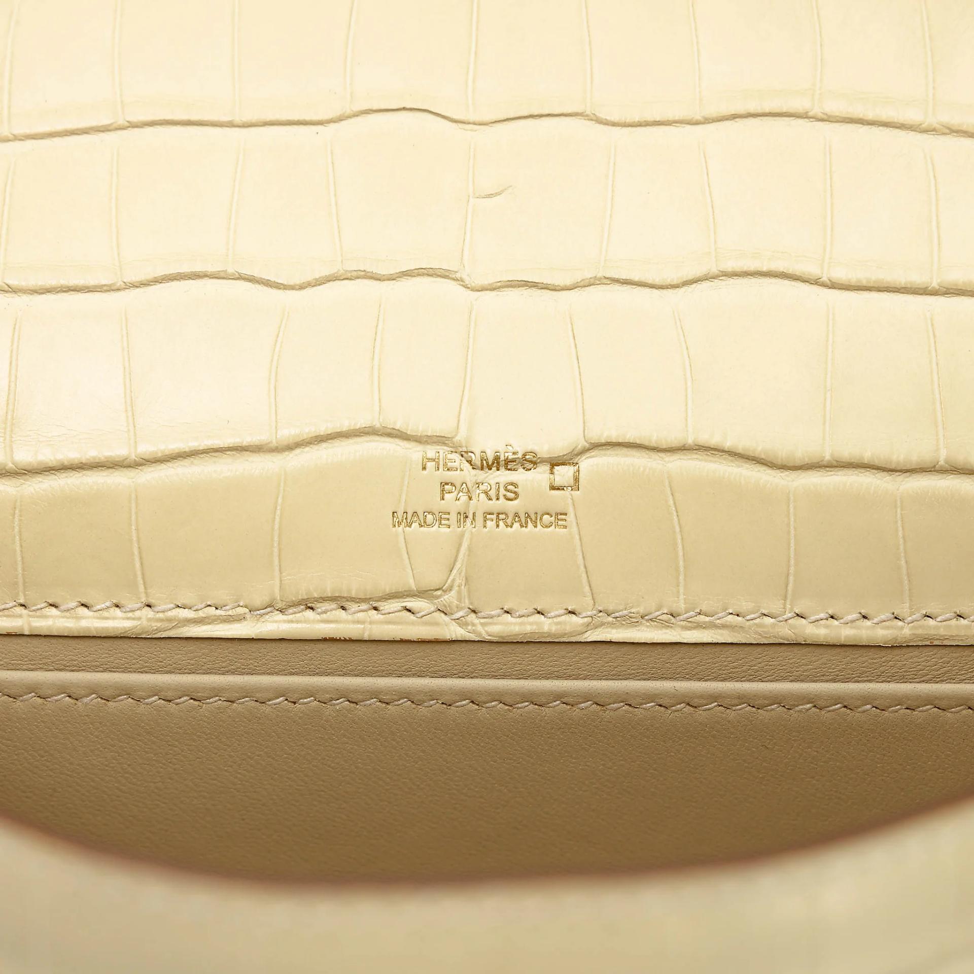 Unused ( Rank NS ) HERMÈS Kelly Pochette Vanille (Y1) Matte Alligator Gold hardware W (2024) - 14