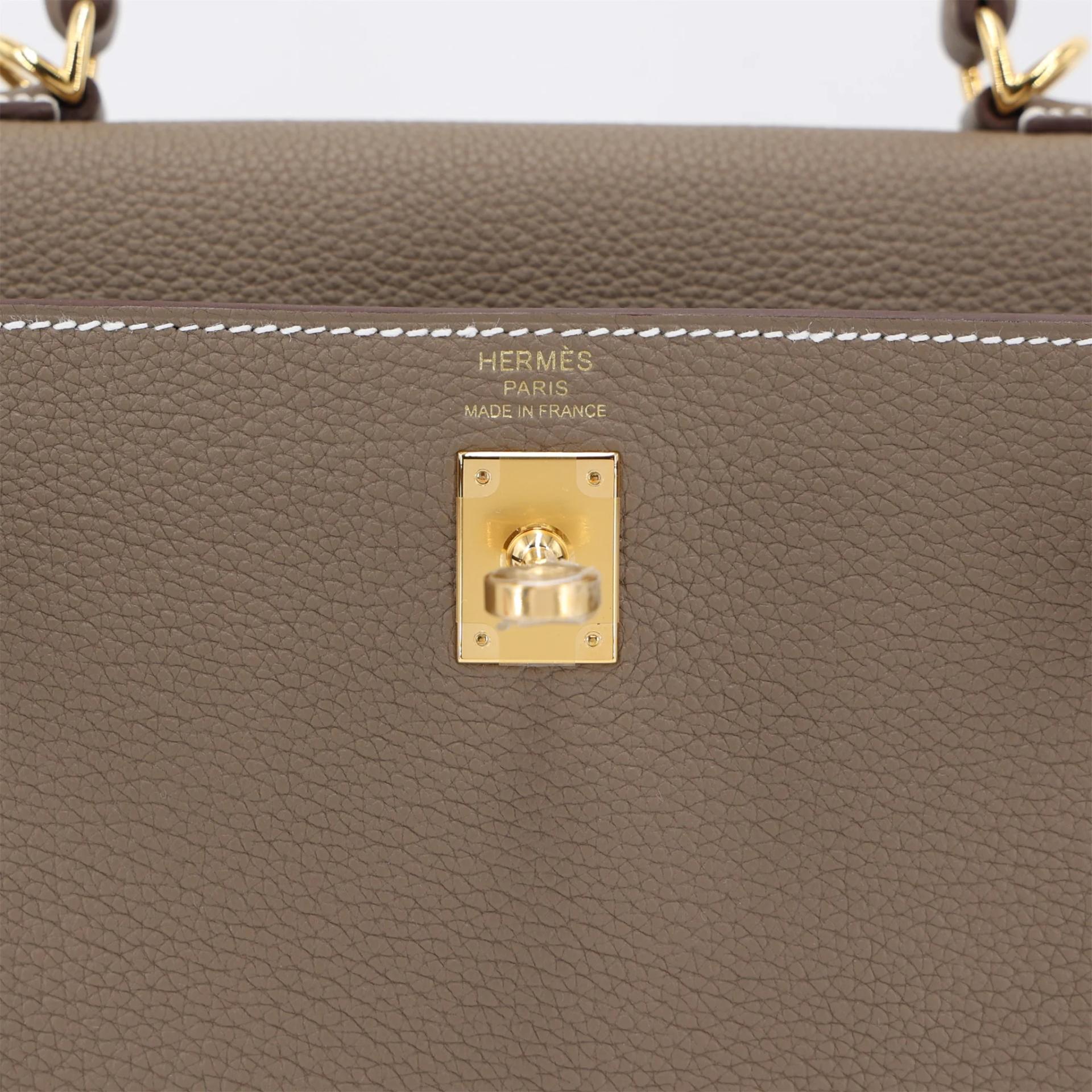 Brand New ( Rank N ) HERMÈS Kelly 25 Etoupe (18) Togo Gold hardware G (2026) - 10