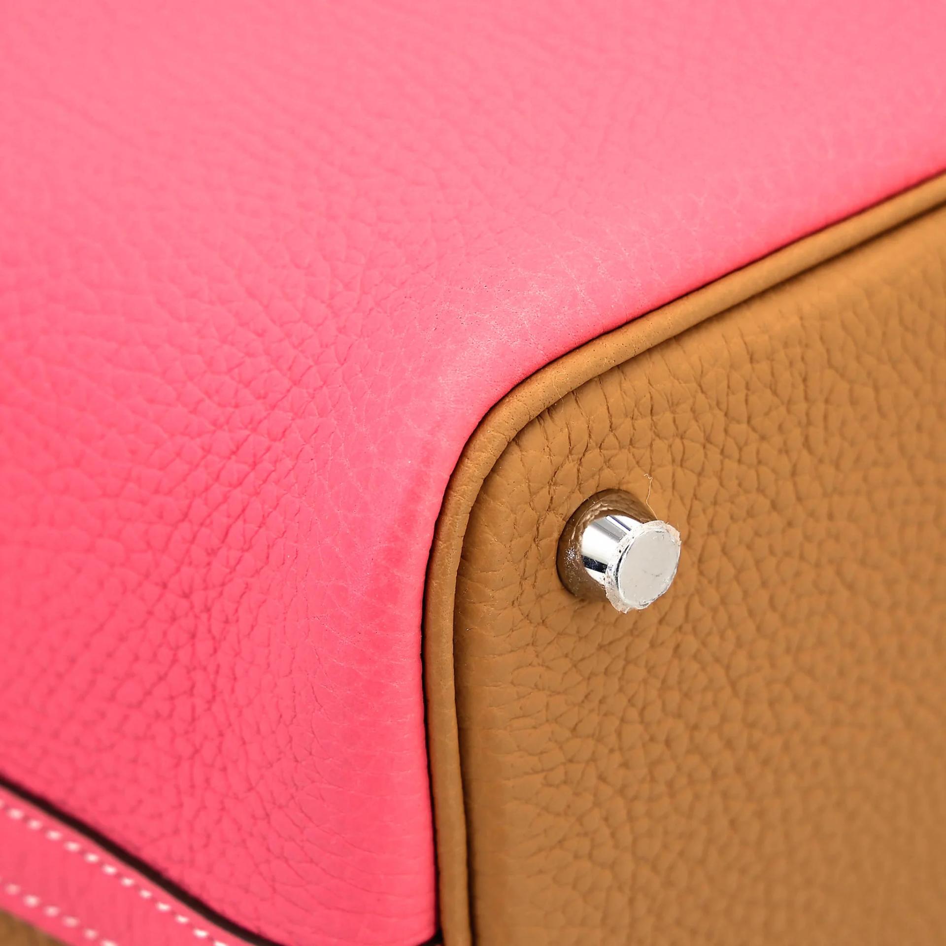 Unused ( Rank NS ) HERMÈS Limited Edition Picotin Lock PM Casaque Rose Azalee (8W) Sesame (2S) Clemence Palladium hardware Y (2020) - 10