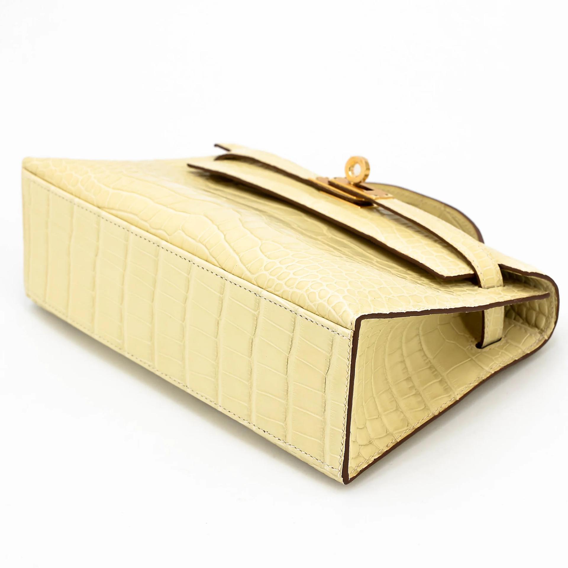 Unused ( Rank NS ) HERMÈS Kelly Pochette Vanille (Y1) Matte Alligator Gold hardware W (2024) - 4