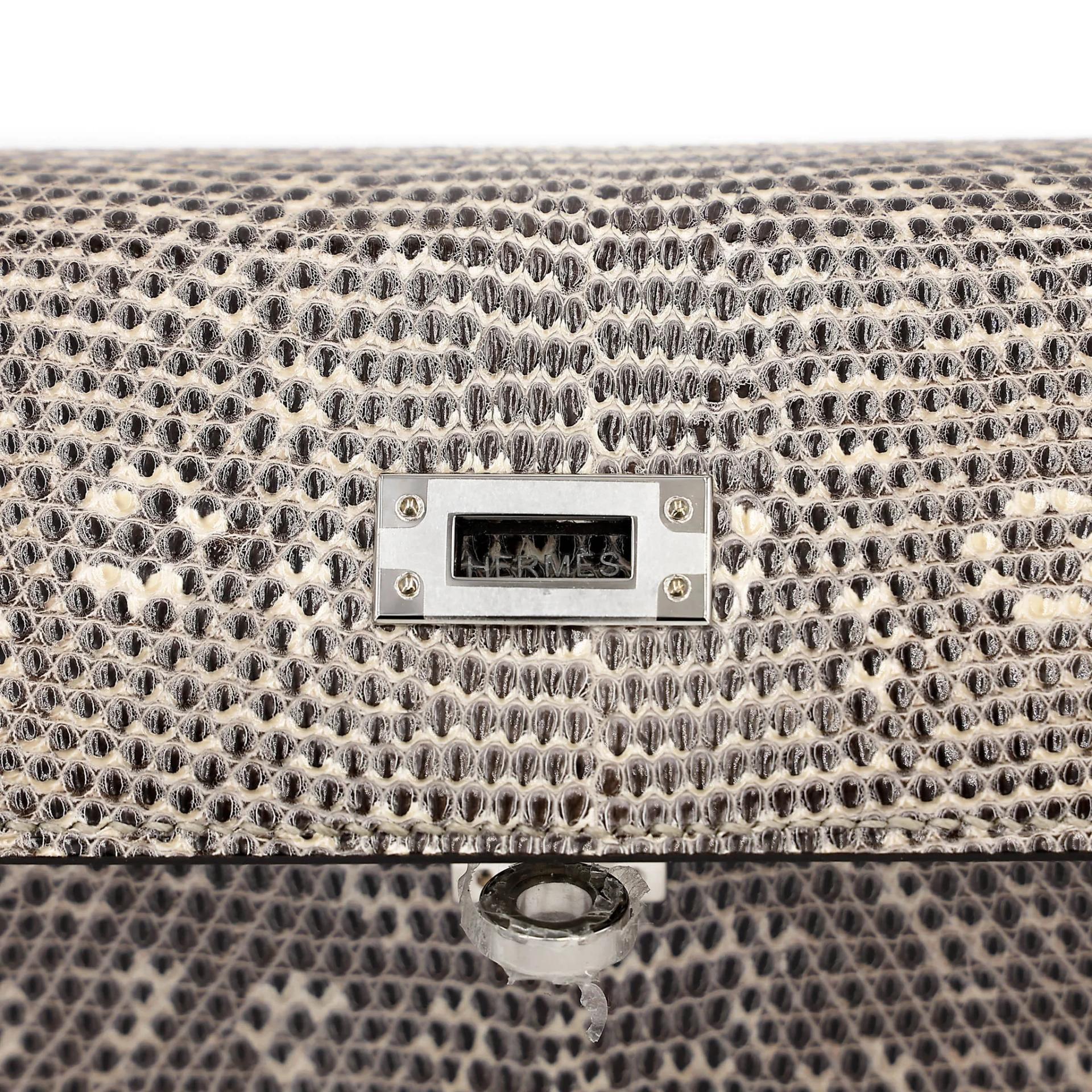 Unused ( Rank NS ) HERMÈS Kelly 25 Sellier Ombre (1B) Lizard Palladium hardware B (2023) - 11
