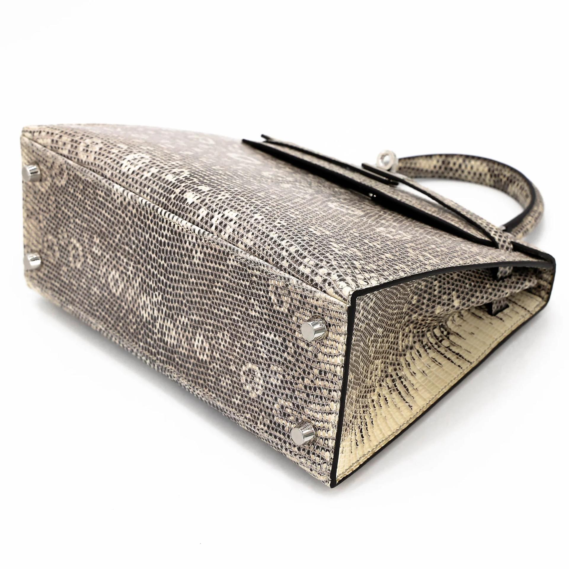 Unused ( Rank NS ) HERMÈS Kelly 25 Sellier Ombre (1B) Lizard Palladium hardware B (2023) - 4