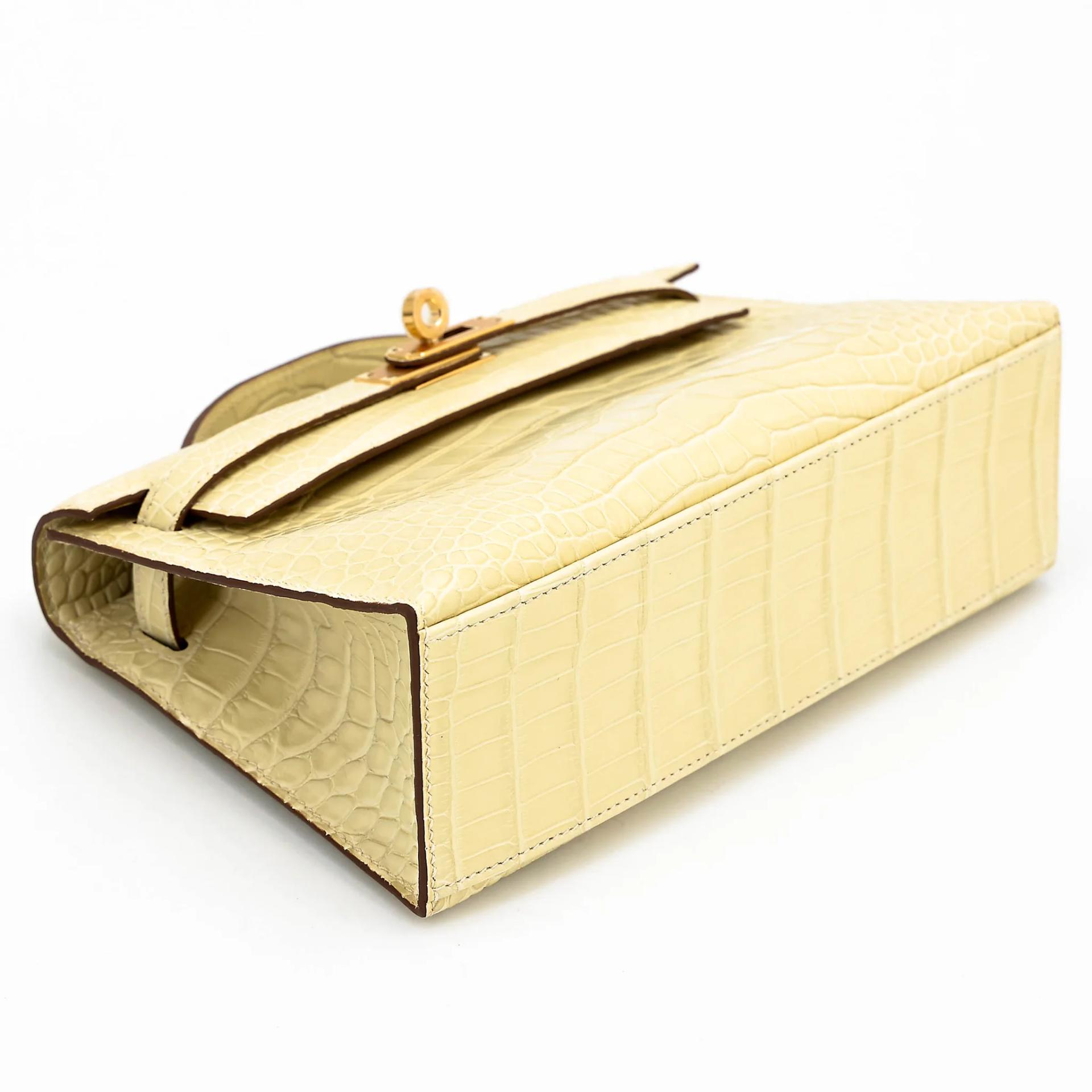 Unused ( Rank NS ) HERMÈS Kelly Pochette Vanille (Y1) Matte Alligator Gold hardware W (2024) - 5