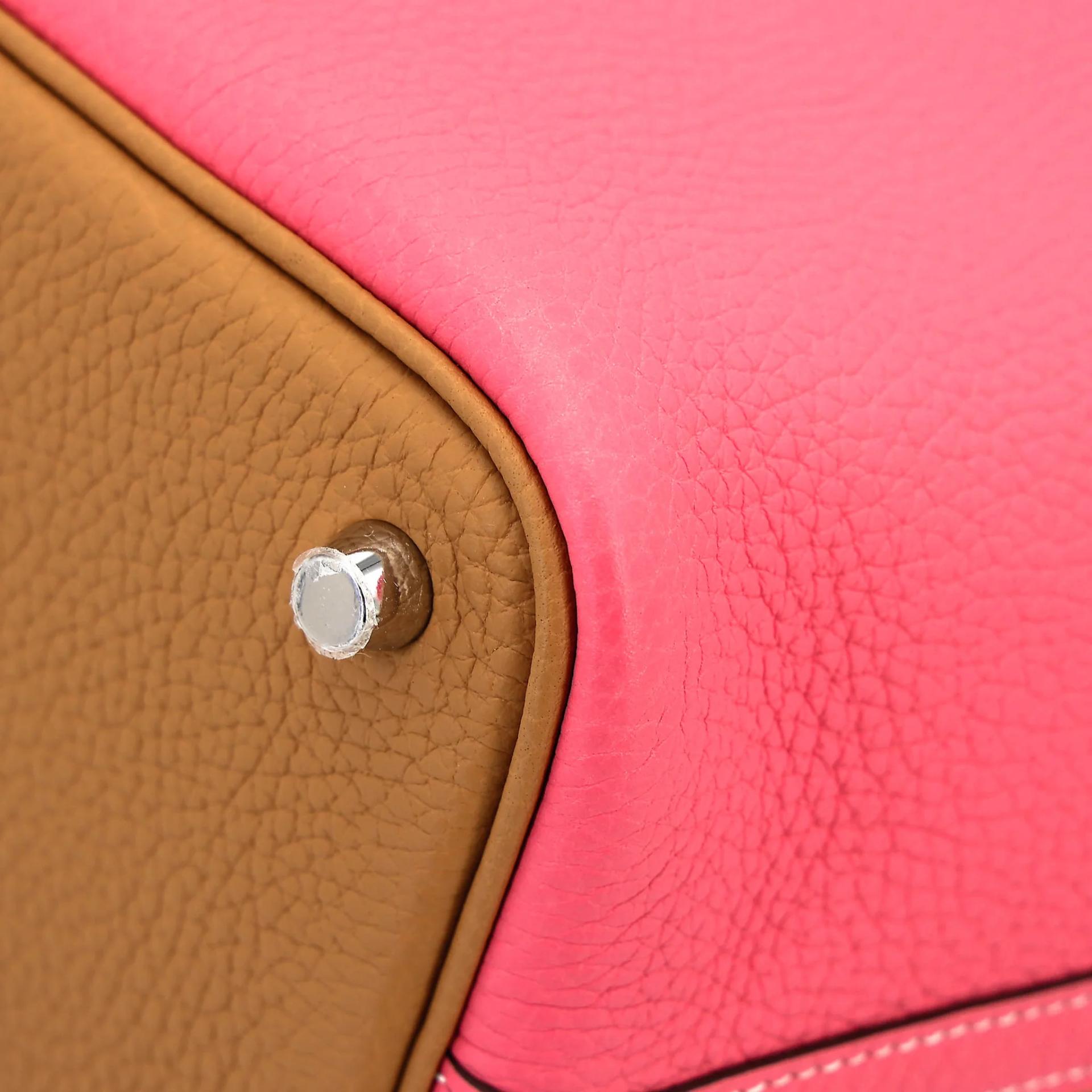 Unused ( Rank NS ) HERMÈS Limited Edition Picotin Lock PM Casaque Rose Azalee (8W) Sesame (2S) Clemence Palladium hardware Y (2020) - 9