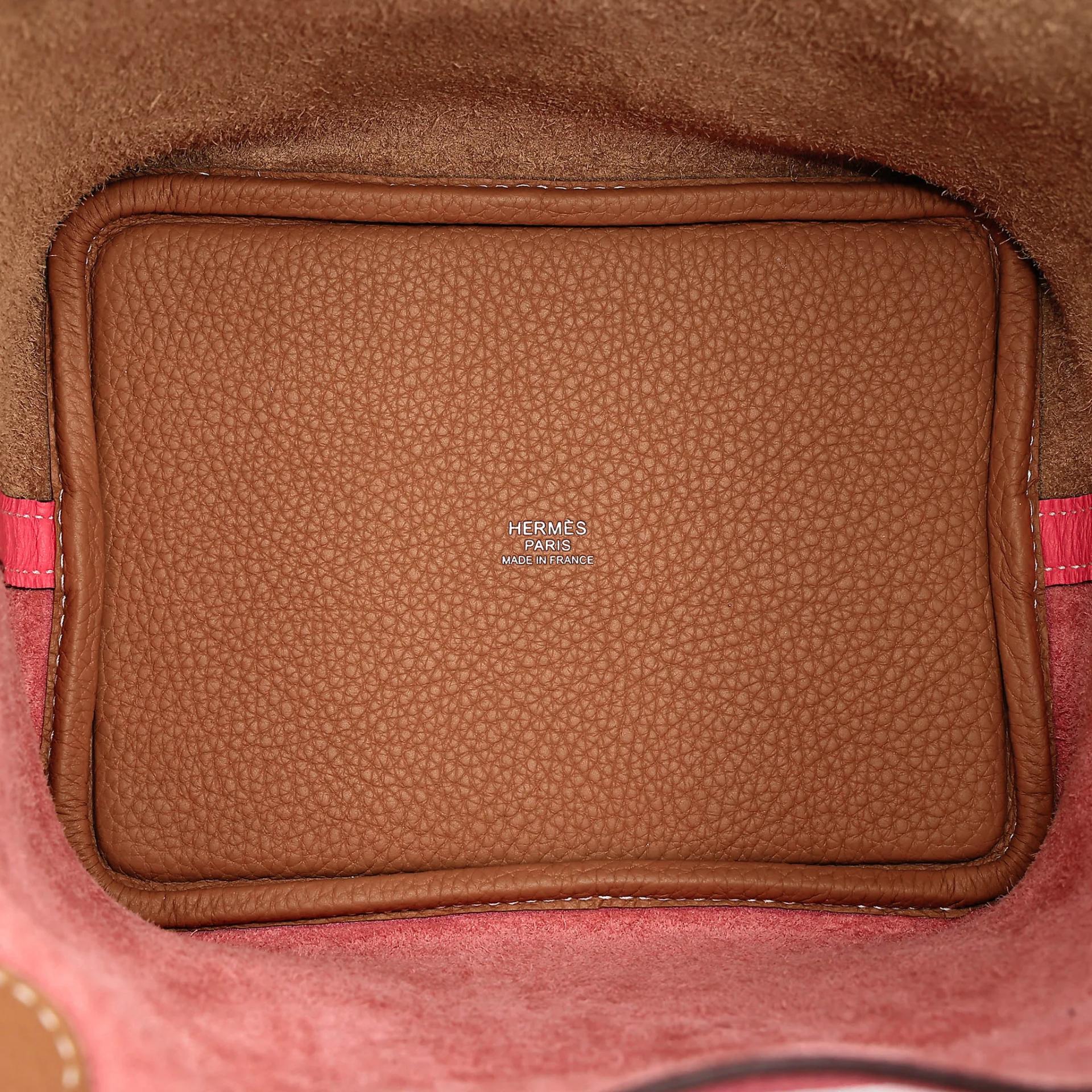 Unused ( Rank NS ) HERMÈS Limited Edition Picotin Lock PM Casaque Rose Azalee (8W) Sesame (2S) Clemence Palladium hardware Y (2020) - 14