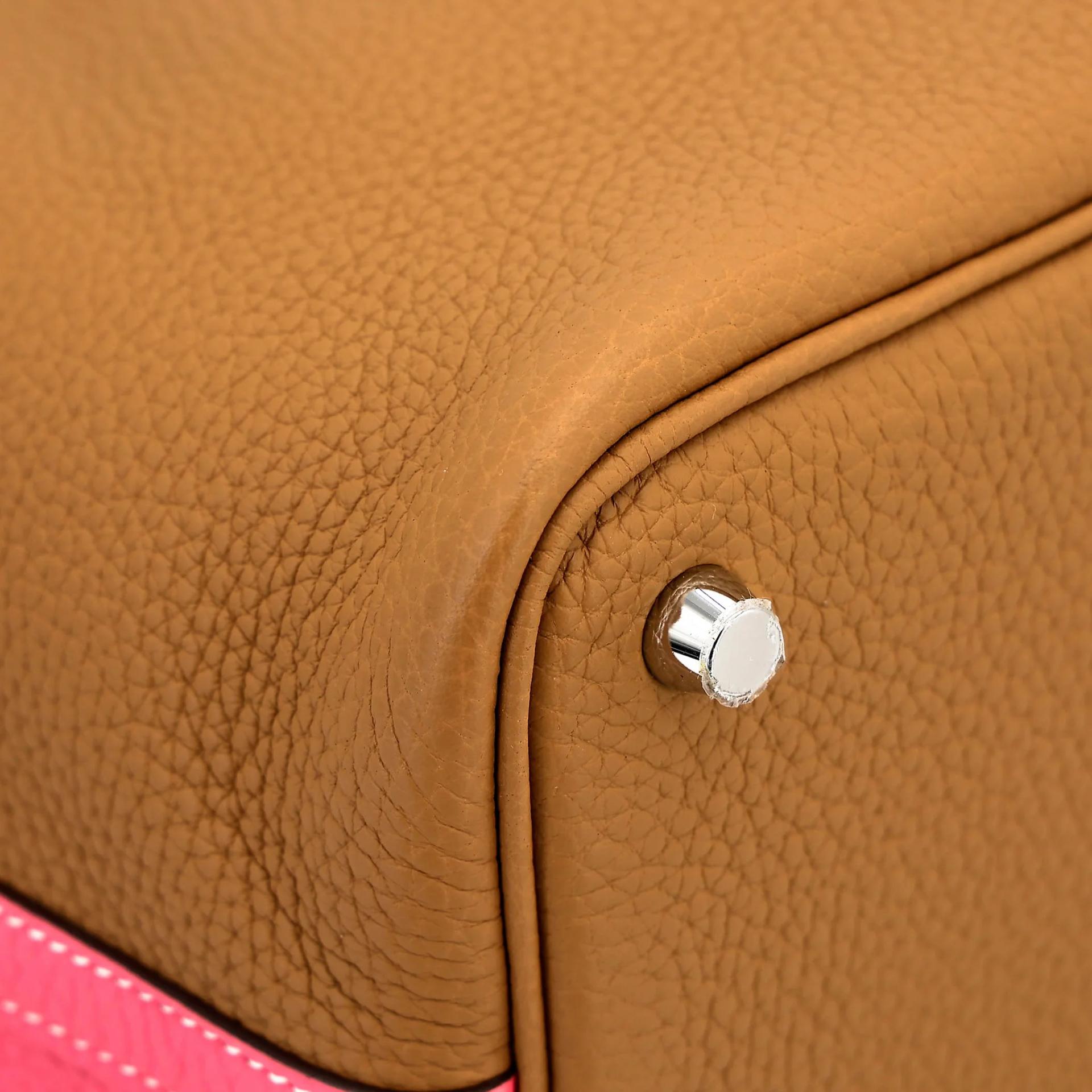 Unused ( Rank NS ) HERMÈS Limited Edition Picotin Lock PM Casaque Rose Azalee (8W) Sesame (2S) Clemence Palladium hardware Y (2020) - 8