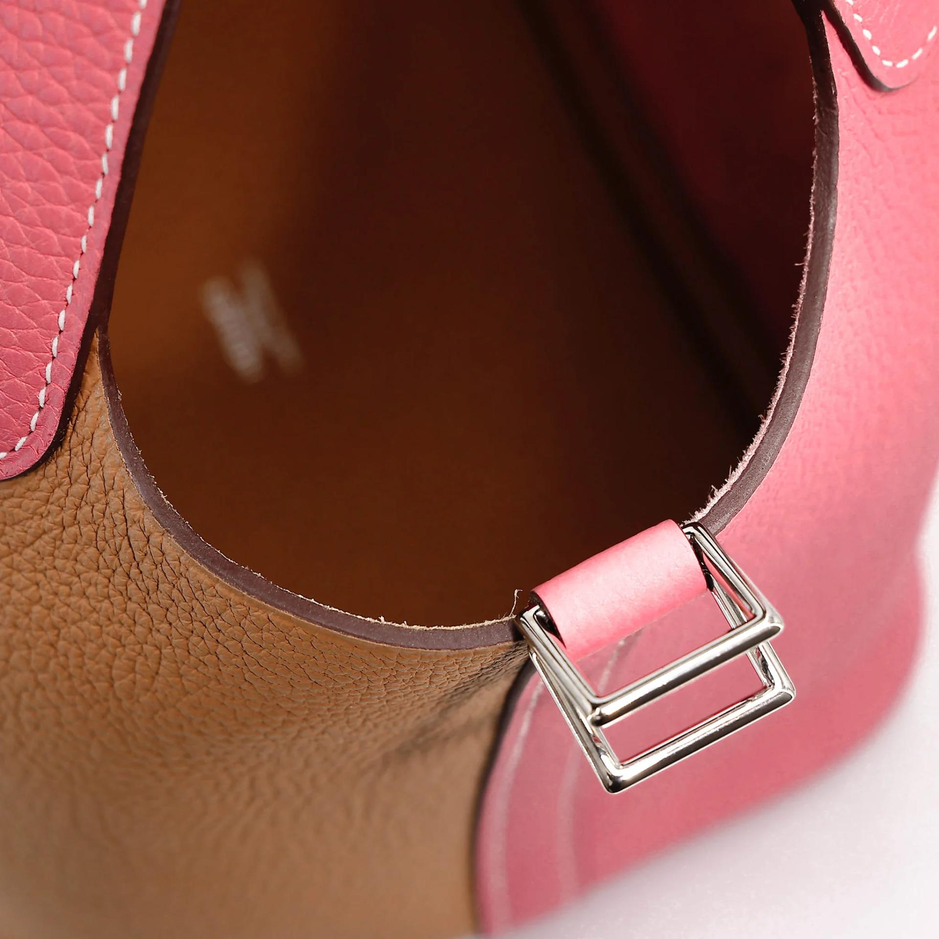 Unused ( Rank NS ) HERMÈS Limited Edition Picotin Lock PM Casaque Rose Azalee (8W) Sesame (2S) Clemence Palladium hardware Y (2020) - 12