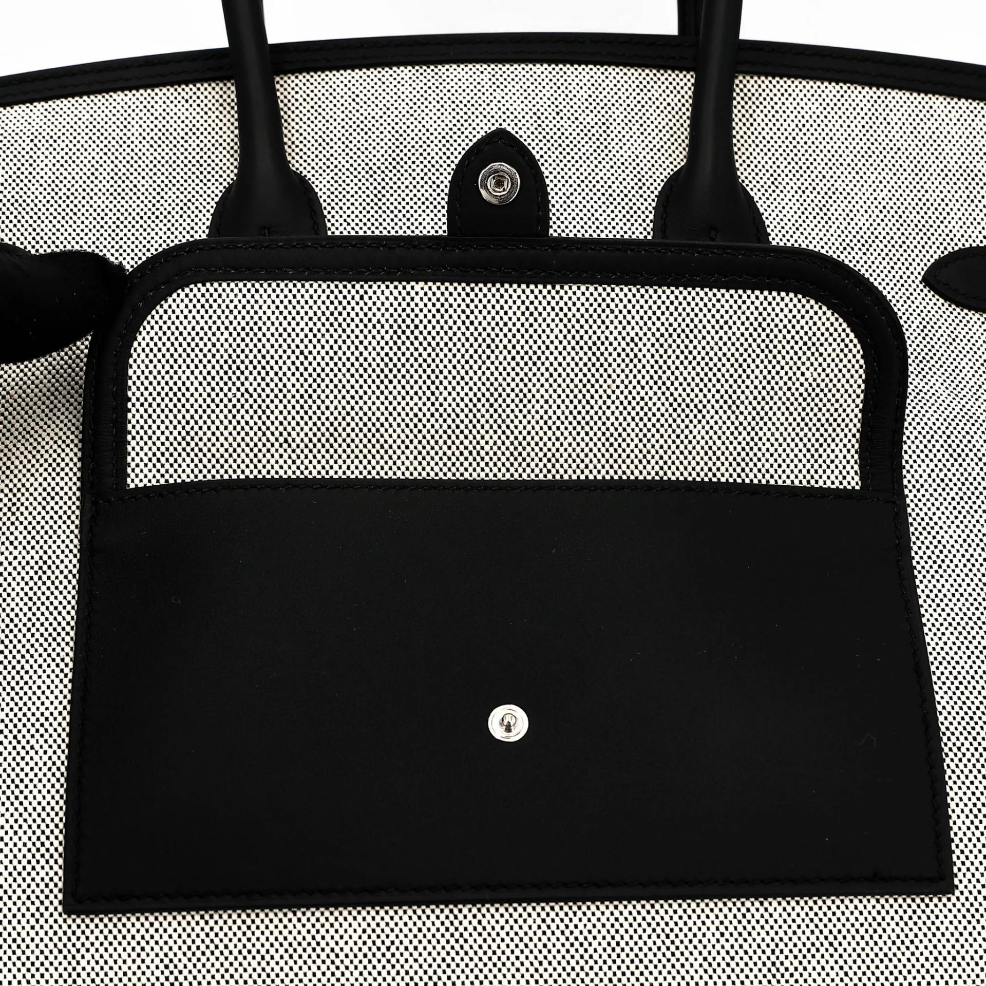 Brand New ( Rank N ) HERMÈS Limited Edition Birkin Cargo 35 Noir (89) Toile H canvas Swift Palladium hardware K (2025) - 10