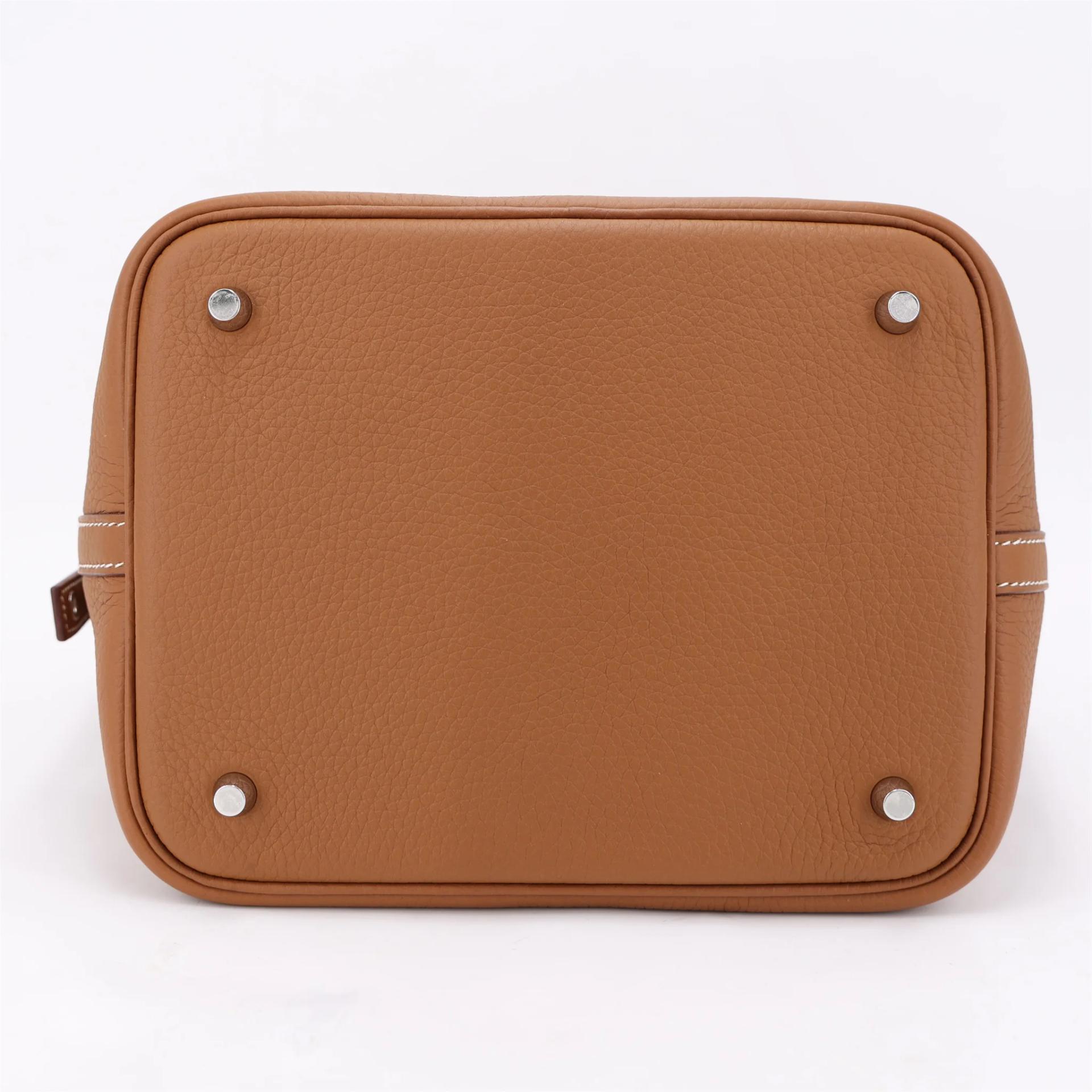 Excellent ( Rank SA ) HERMÈS Picotin Lock MM Gold (37) Clemence Palladium hardware W (2024) - 6