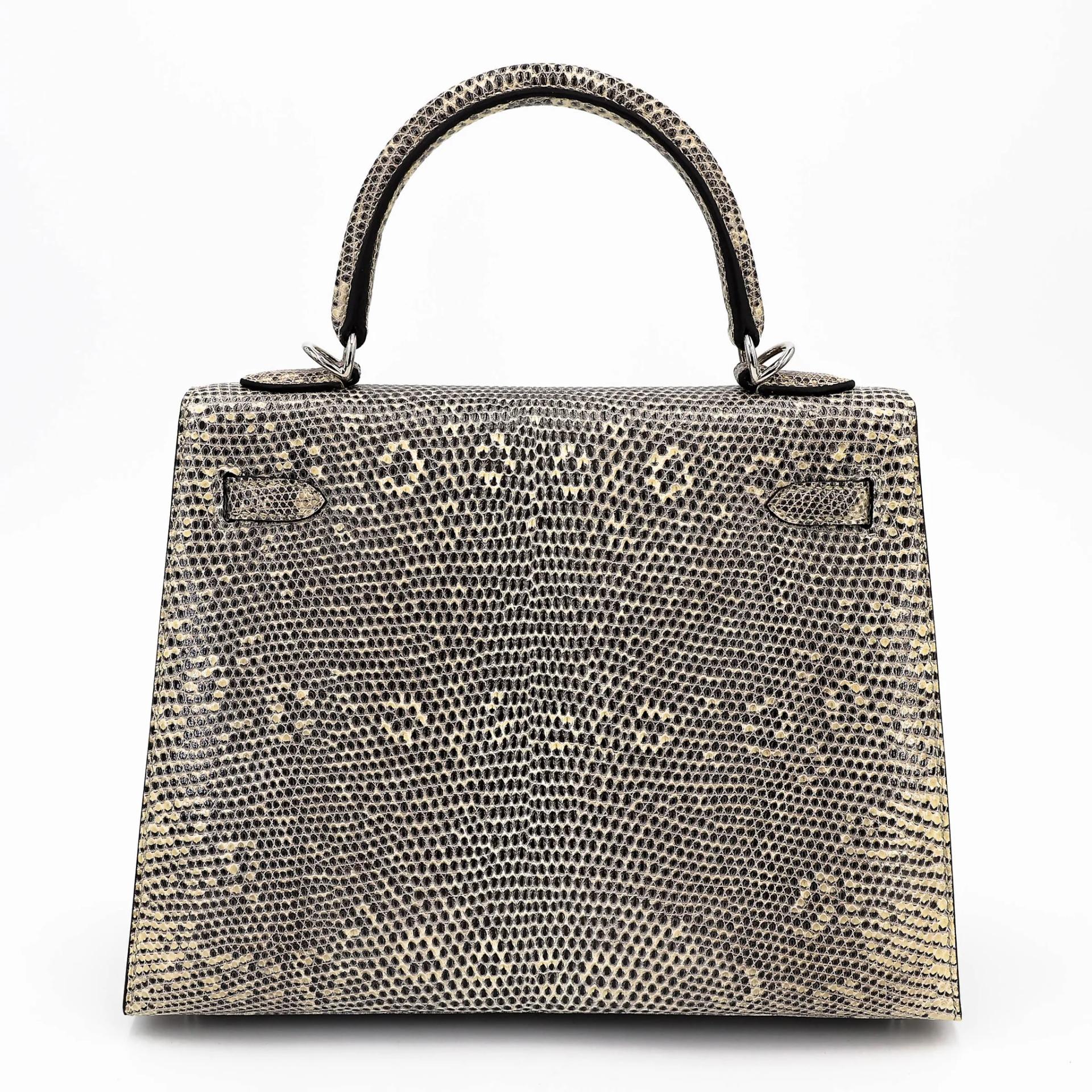 Unused ( Rank NS ) HERMÈS Kelly 25 Sellier Ombre (1B) Lizard Palladium hardware B (2023) - 2