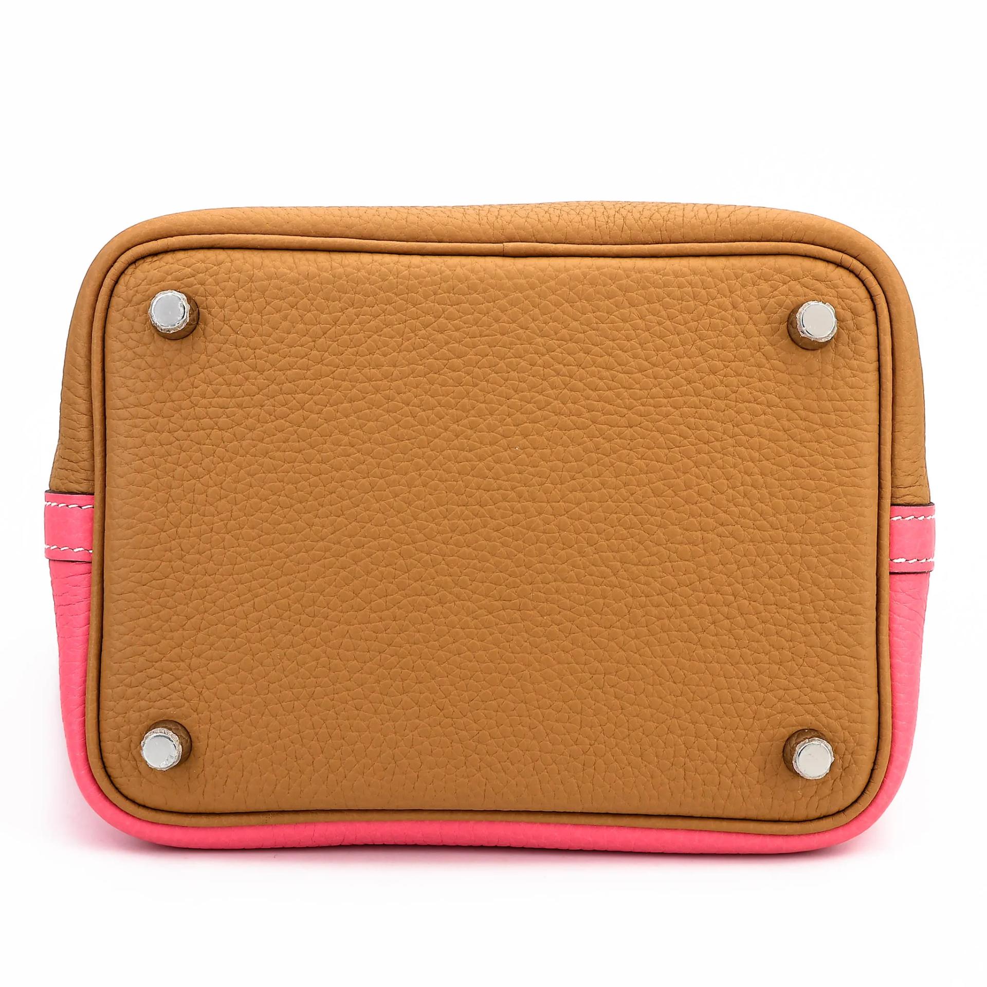 Unused ( Rank NS ) HERMÈS Limited Edition Picotin Lock PM Casaque Rose Azalee (8W) Sesame (2S) Clemence Palladium hardware Y (2020) - 6