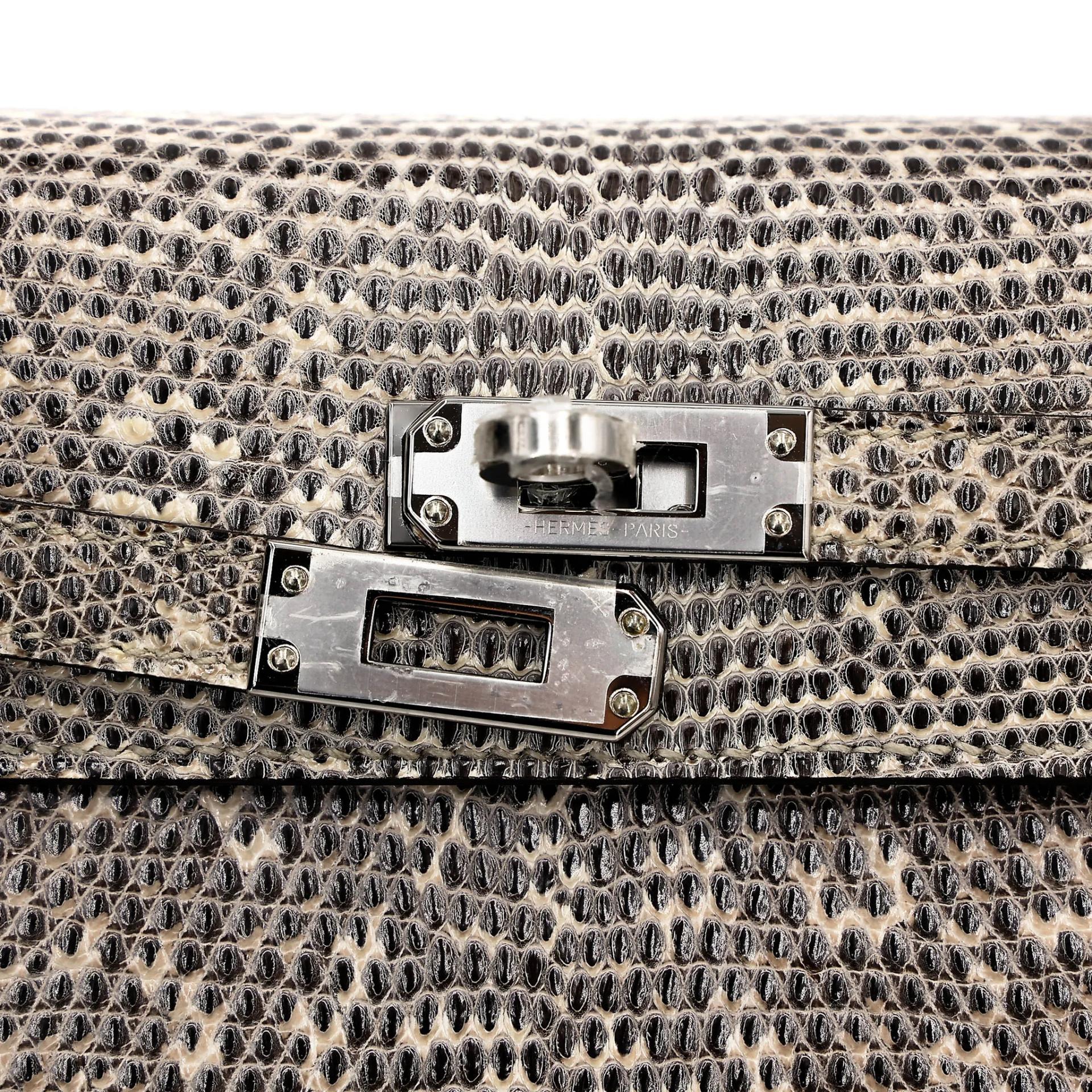 Unused ( Rank NS ) HERMÈS Kelly 25 Sellier Ombre (1B) Lizard Palladium hardware B (2023) - 8