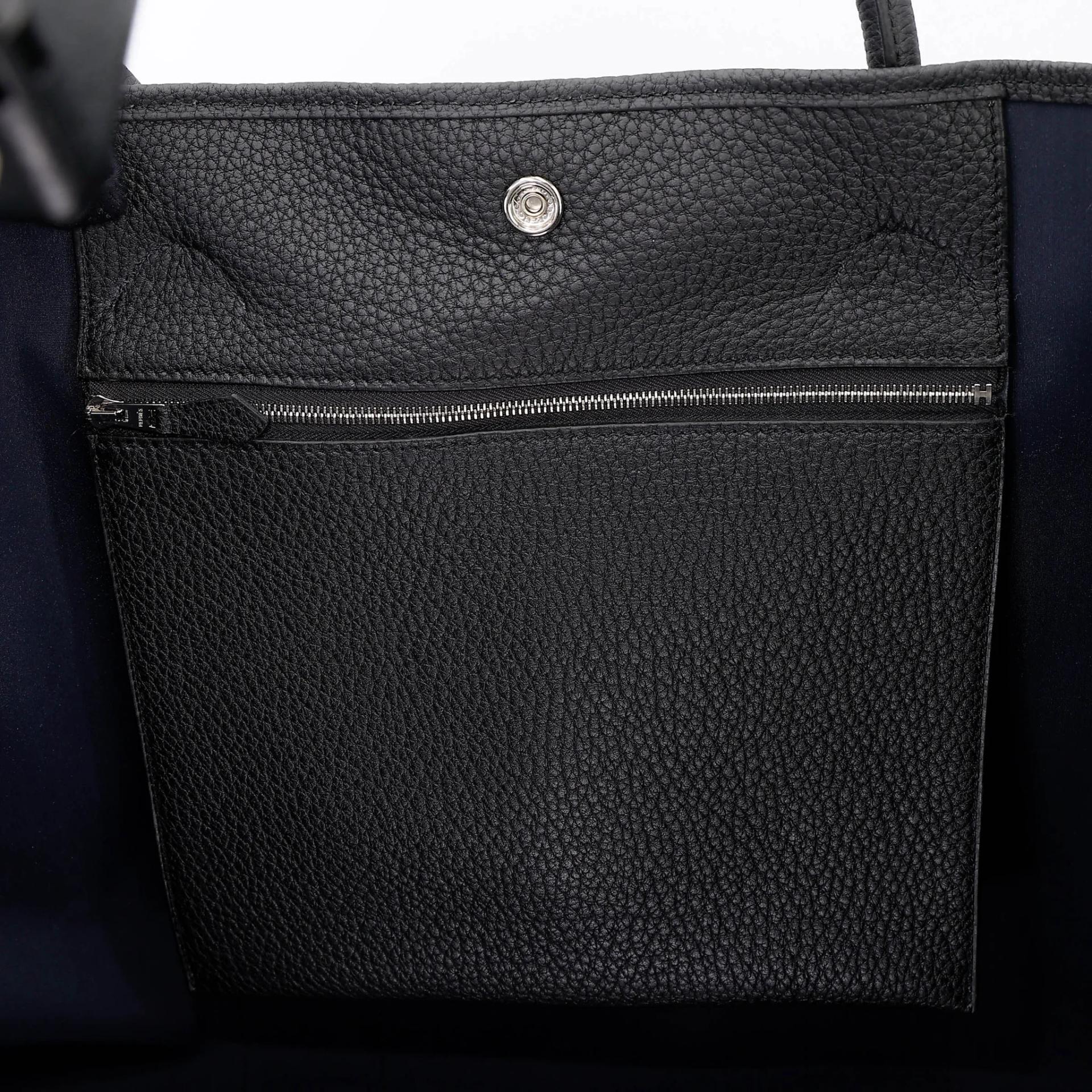 Unused ( Rank NS ) HERMÈS Garden Party 49 Noir (89) Toile H canvas Negonda Palladium hardware D (2019) - 12